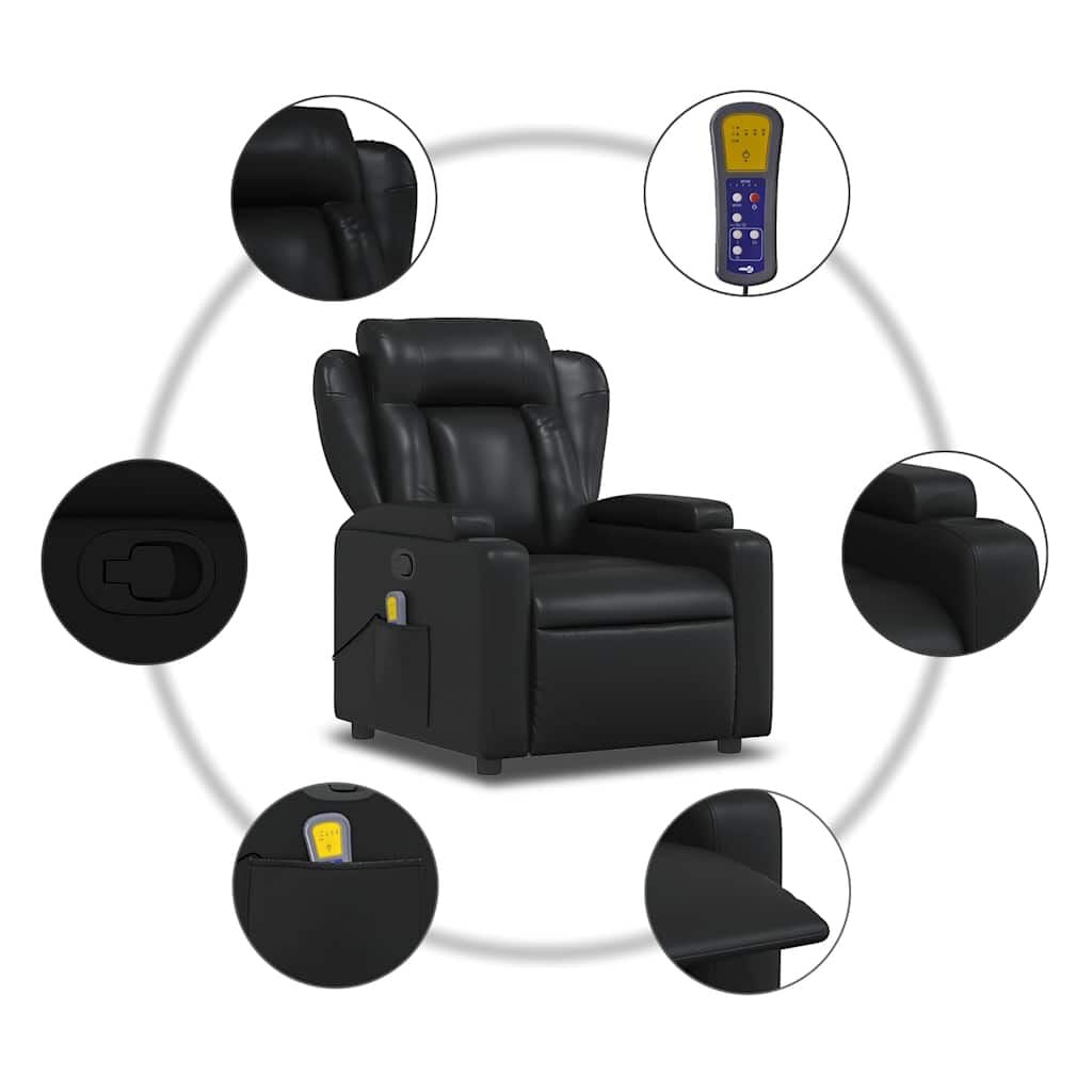 280269 - VIDA XL Karrige masazhi me mbështetëse prej lëkure artificiale e zezë