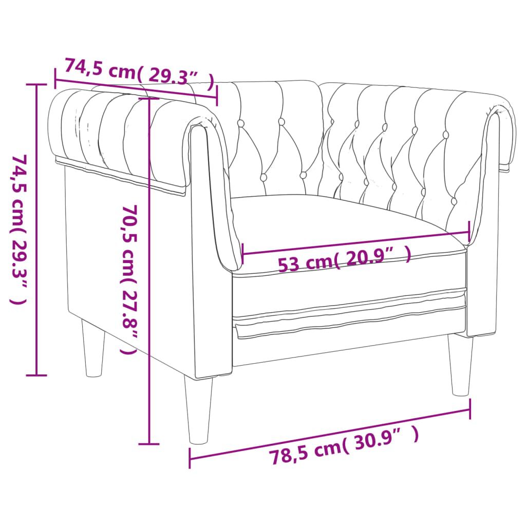 280273 - VIDA XL Divan Kolltuk Chesterfield, Ngjyrë Gri e Çelët, Pëlhurë