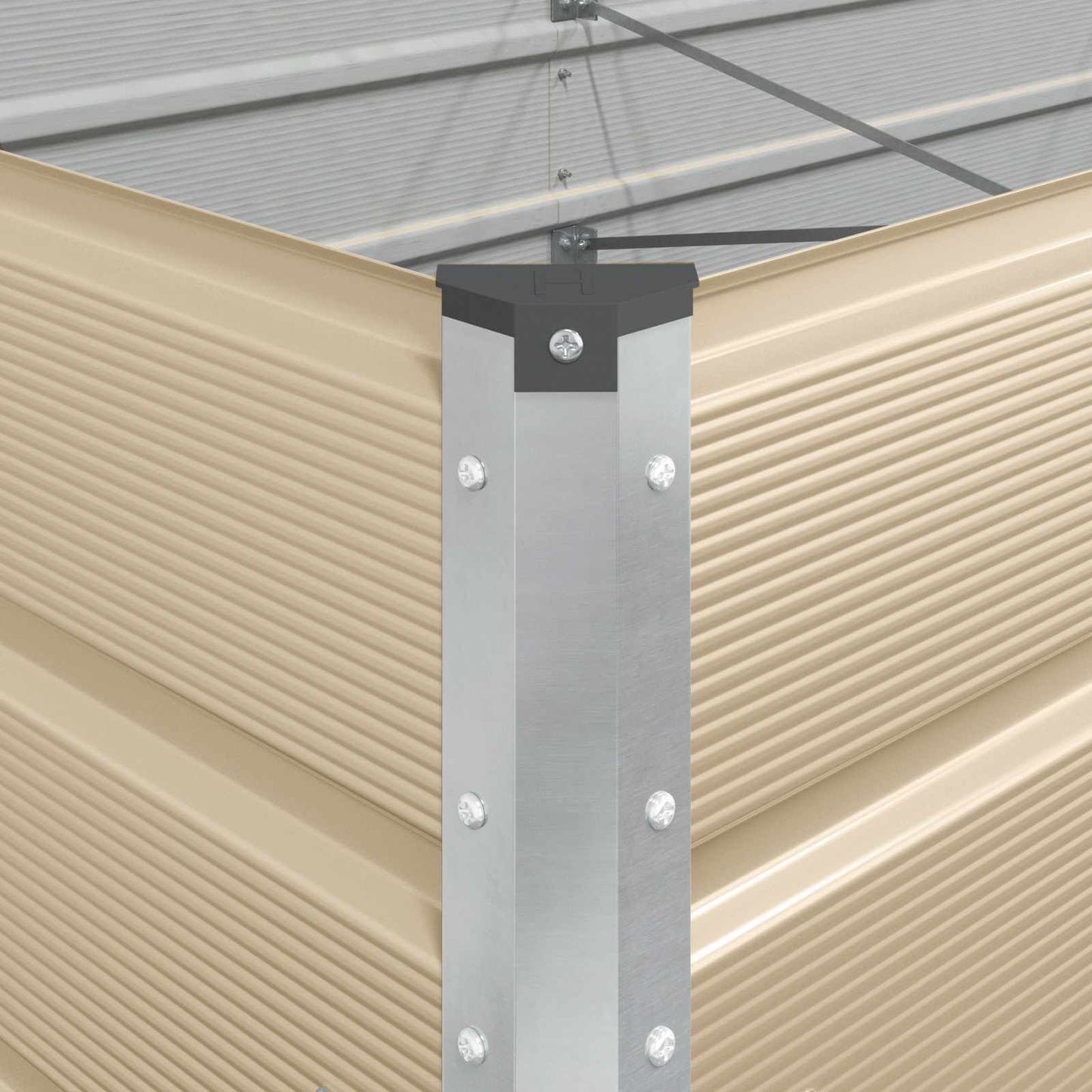 280440 - vidaXL Vazo Fildishi 290 x 100 x 75 cm Çelik i Galvanizuar