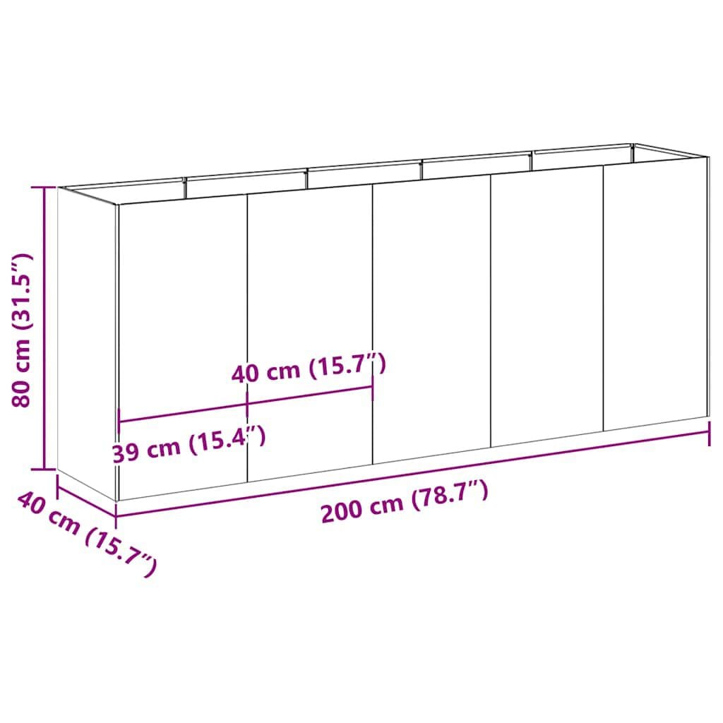 280606 - VIDAXL Vazo Antraciti 200x40x80 cm Çelik i petëzuar në të ftohtë