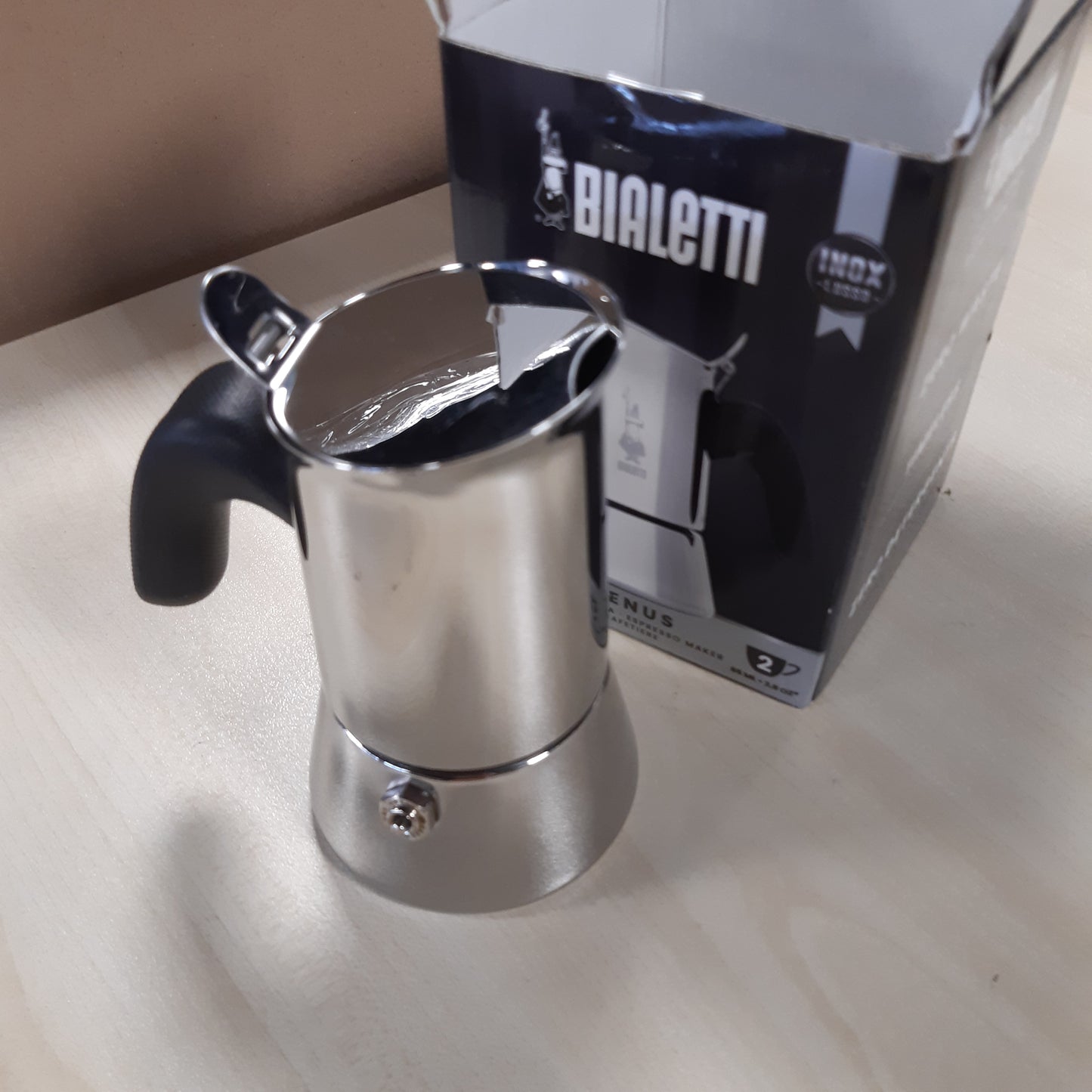 251248 - BIALETTI Makinë kafeje Venus, Dorezë kundër djegies, 2 filxhanë (85 ml), Jo e përshtatshme për induksion, Çelik inox