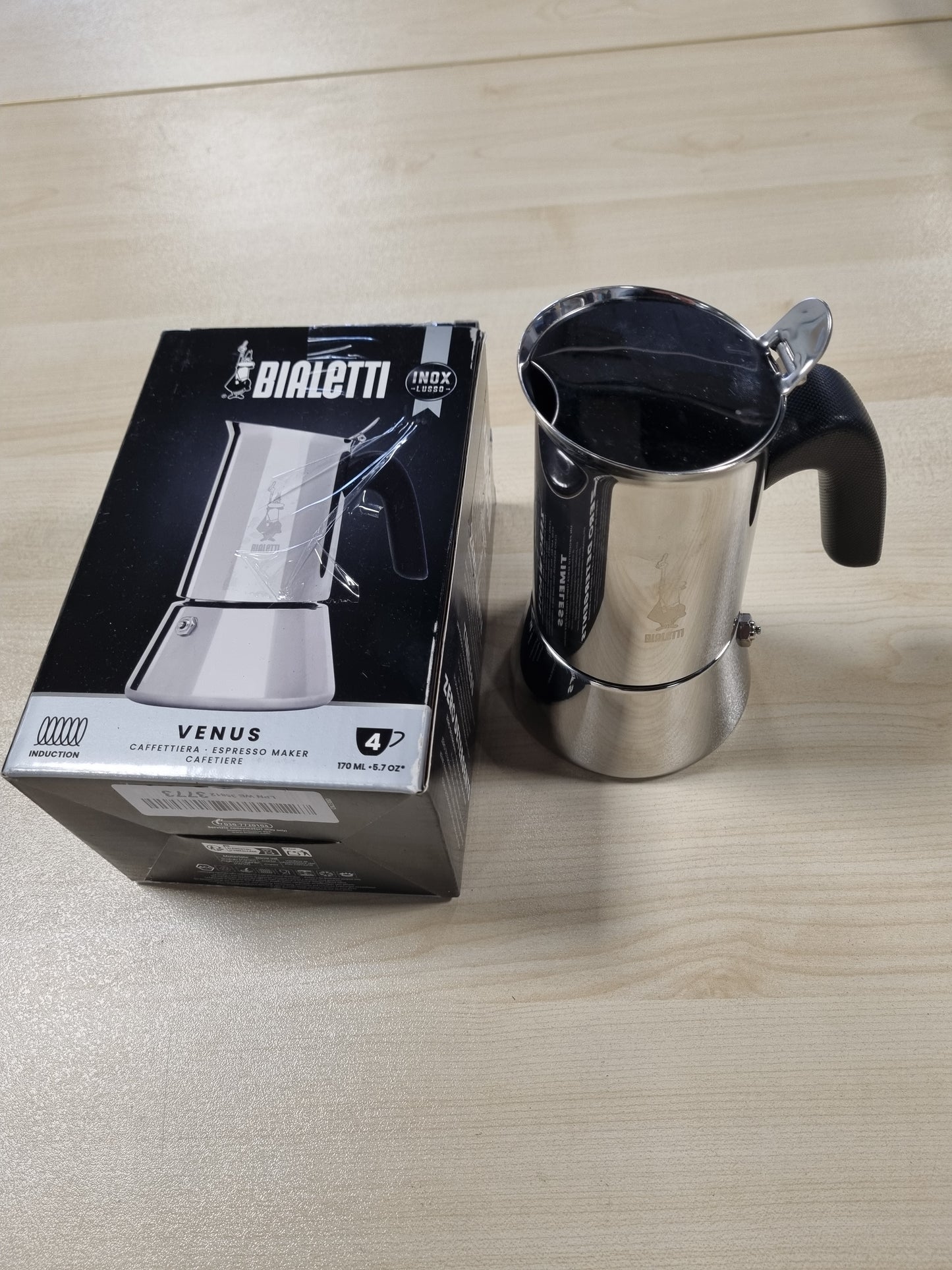 231595 - BIALETTI Makinë për espresso Venus Induction, çelik inox, 4 filxhanë kafeje (170 ml), argjendi