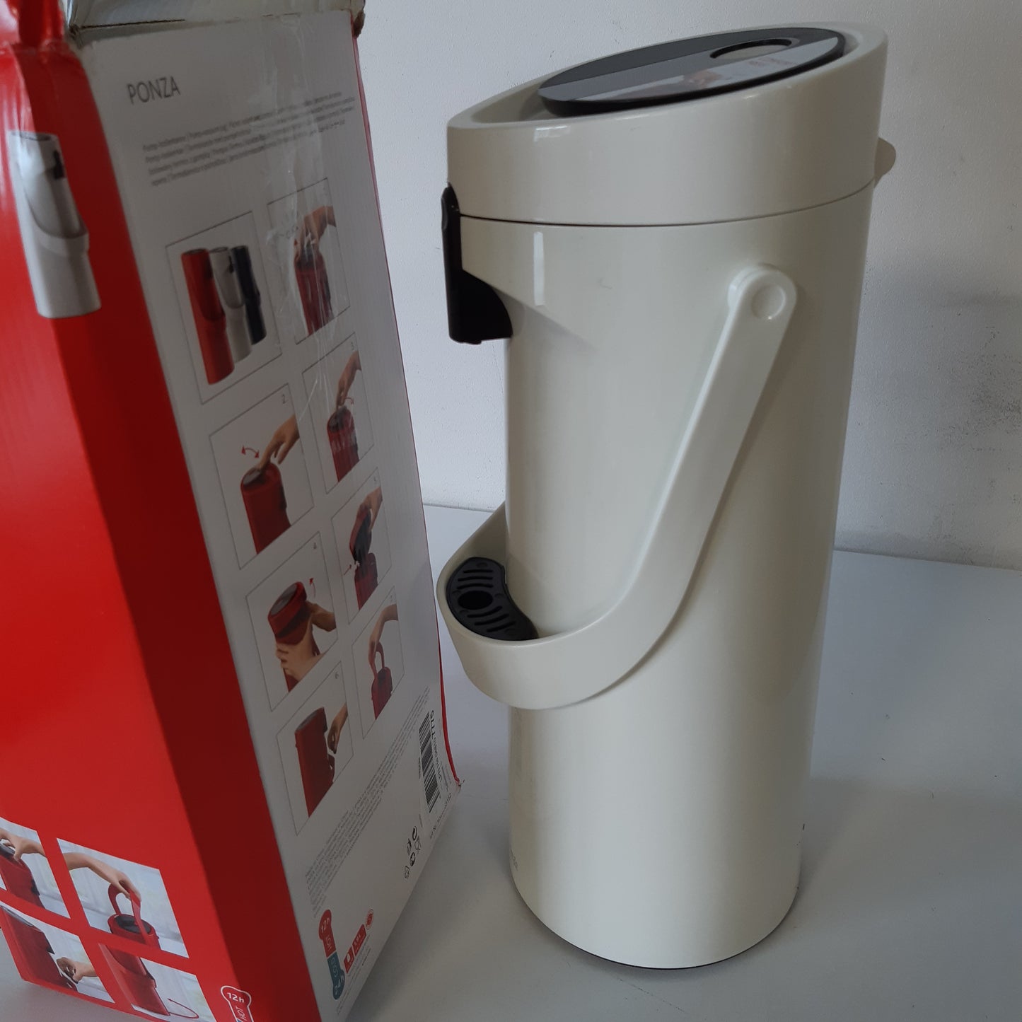 217726 - EMSA GMBH 515707 Ponza ISO Termos Shishe 1.9 l, Çelik Inoks, 17 x 16.5 x 39 cm, i Bardhë