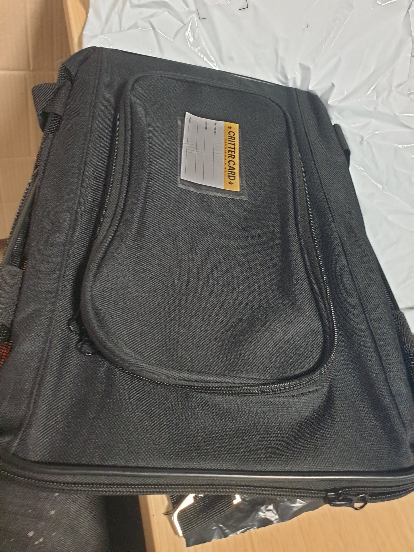 253721 - CONLUN - Mbajtëse për mace e miratuar, Mbajtëse e butë për qen me zinxhir të brendshëm, për mace dhe këlyshë deri në 7 kg, Çantë udhëtimi e palosshme - e zezë, M