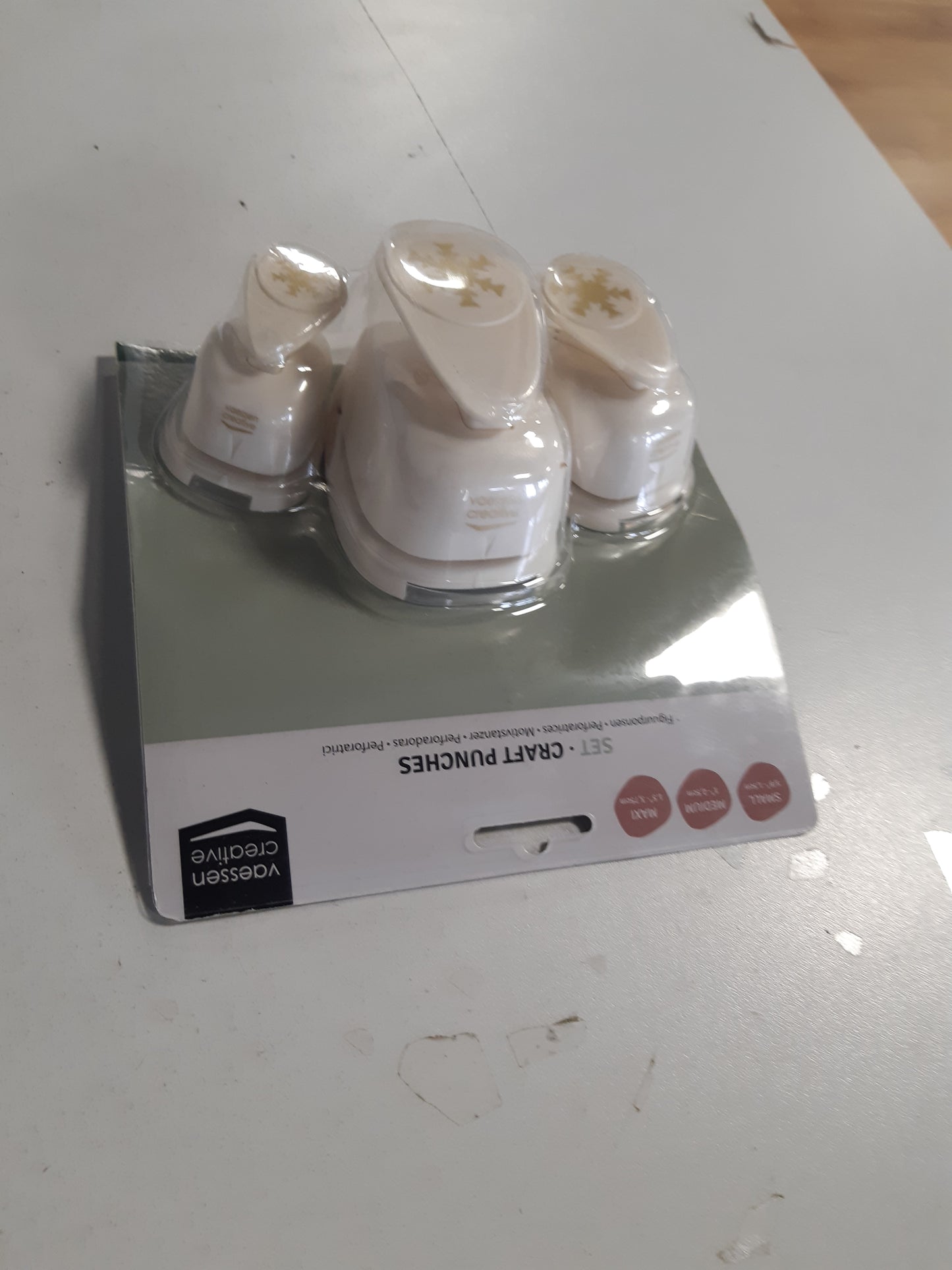 197534 - VAESSEN CREATIVE Set e Peseve dhe Motiveve Krishtlindore - 3 copë - Për Letër Ndërtimi dhe Artizanali deri në 250 g/m² - për Punime me Letër dhe Scrapbooking, Ngjyra Bardhë-Artë