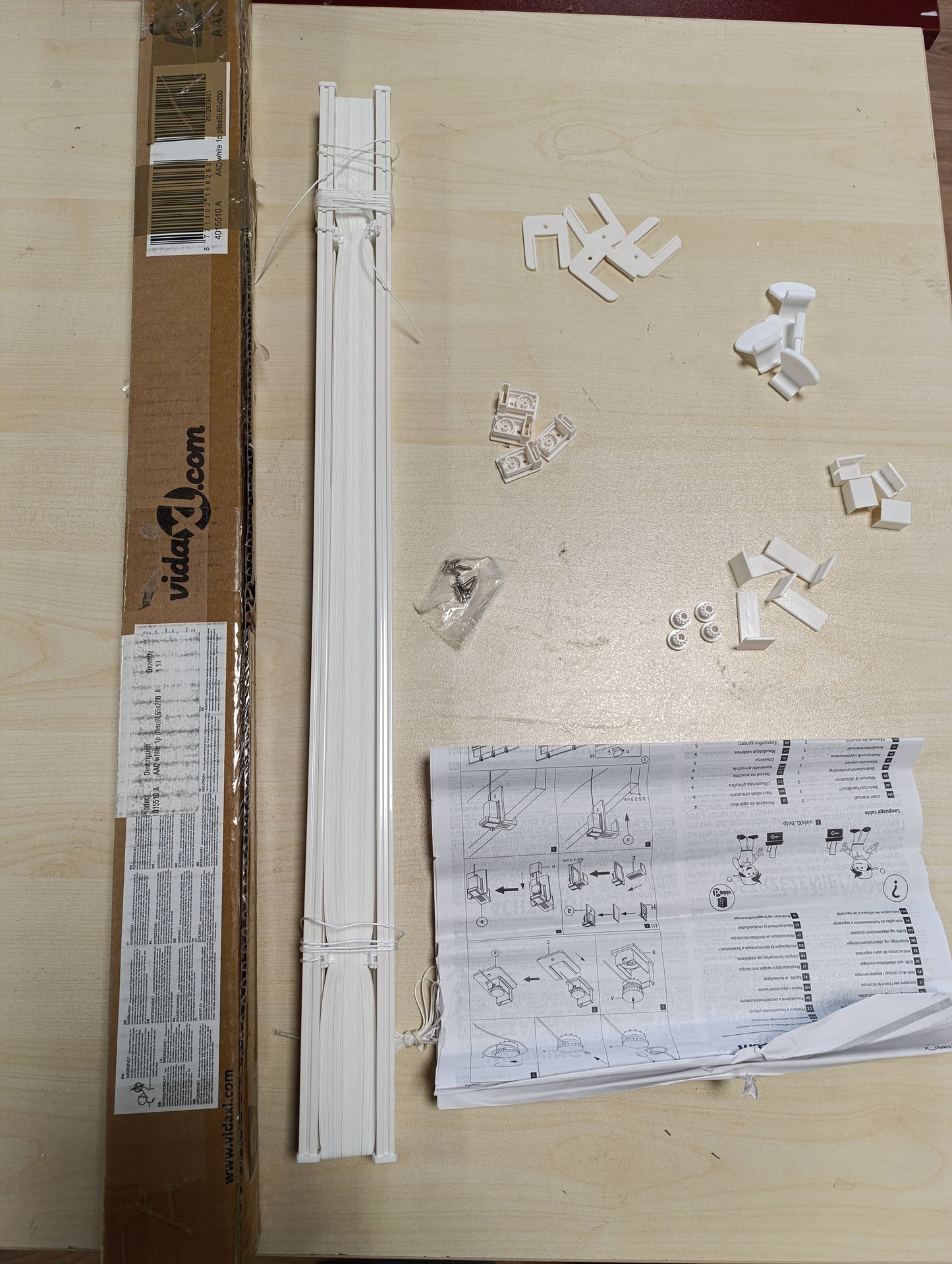 244674 - VIDA XL Perde e Plisuar e Bardhë 65x200 cm, Gjerësia e Pëlhurës 64,4 cm, Poliester