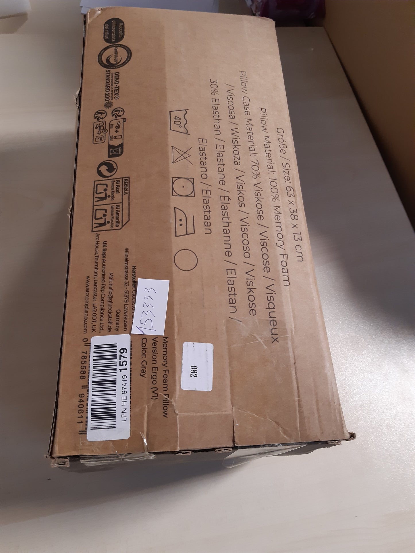 153333 - GLÜCKSTOFF - Jastëk Qafë Ortopedik dhe Ergonomik për të Gjitha Llojet e Gjumit, me Shkumë Memorie, Anti-Gërhime, Ndihmon Posturën