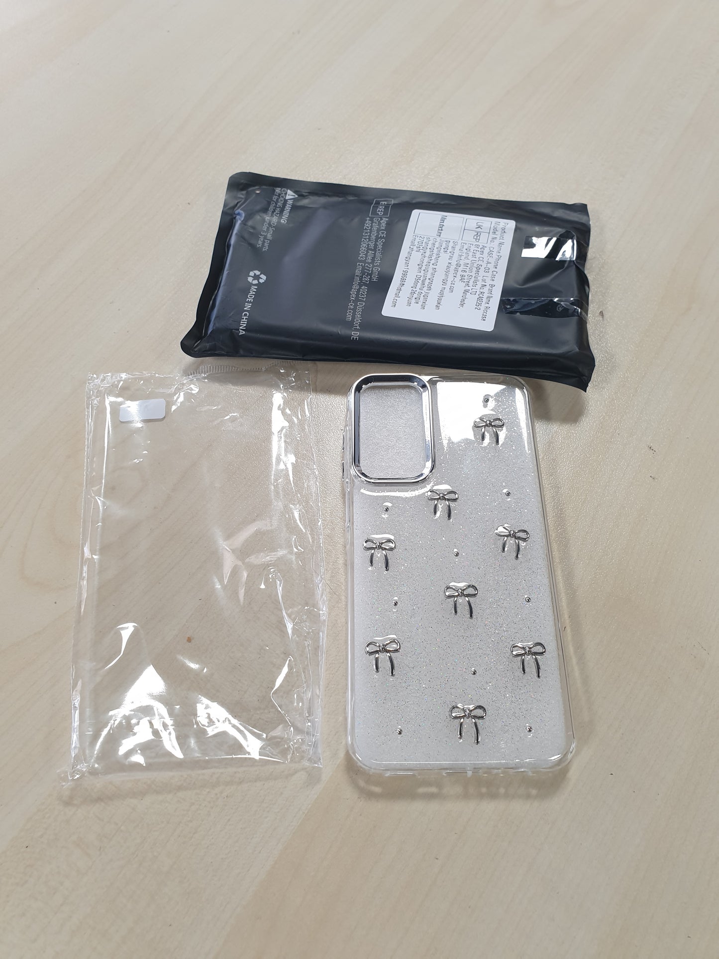 190101 - RINGCASE Mbrojtëse Transparente për Samsung Galaxy A15, e Bërë nga TPU e Butë, me Hark 3D Kristali, Rezistente ndaj Goditjeve, Për Gra dhe Vajza