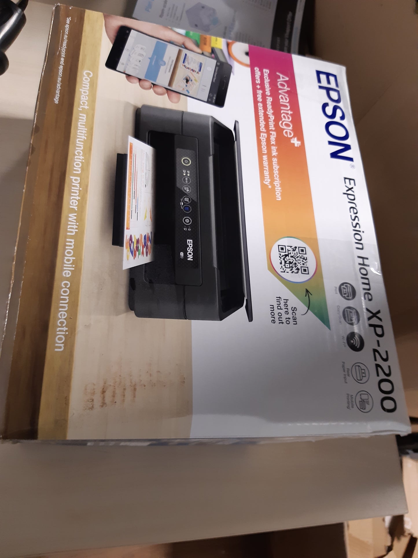 126444 - EPSON Expression Home XP-2200, Printer Shumëfunksional 3-në-1: Skaner, Fotokopjues, A4, Inkjet me Ngjyra, Wi-Fi Direct, Fishekë të Veçantë, Ultra Kompakt