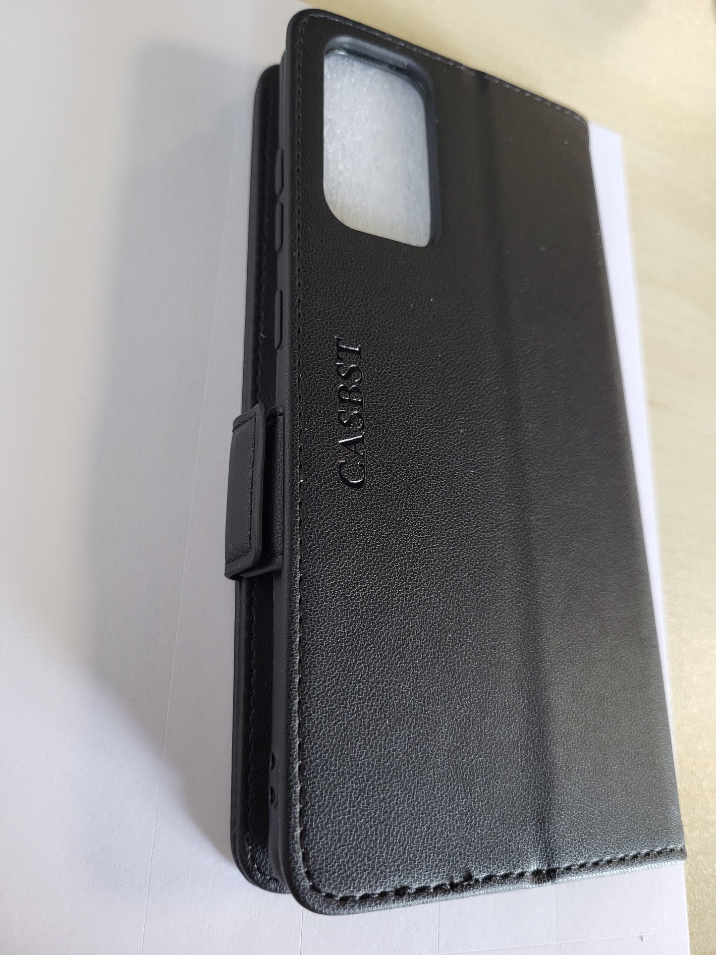 266822 - CASBST Mbulesë Telefoni për Samsung Galaxy S20 FE, Mbulesë Mbrojtëse Lëkure Premium, Mbulesë me Hapje Karte, Mbështetëse, Mbyllje Magnetike, Bllokim RFID, E Zezë
