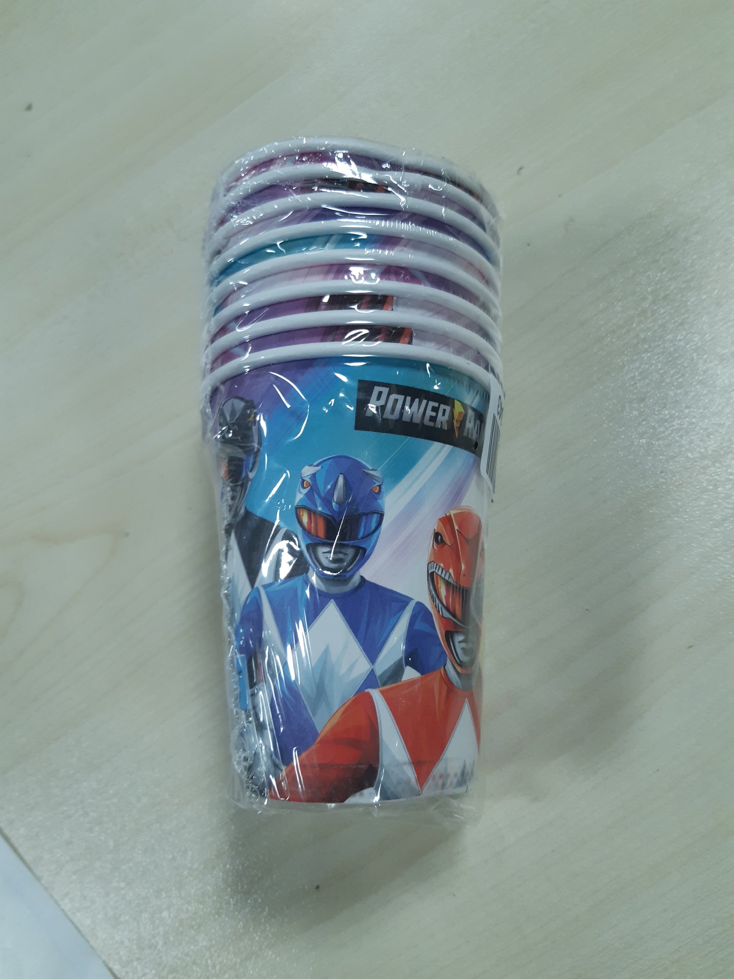 202666 - BEENSMILE, Gota Kartoni të Njëpërdorshme POWER RANGERS, Set 8 copë, Kapaciteti 250 ml, Përdorim për Festat dhe Ditëlindjet e Fëmijëve