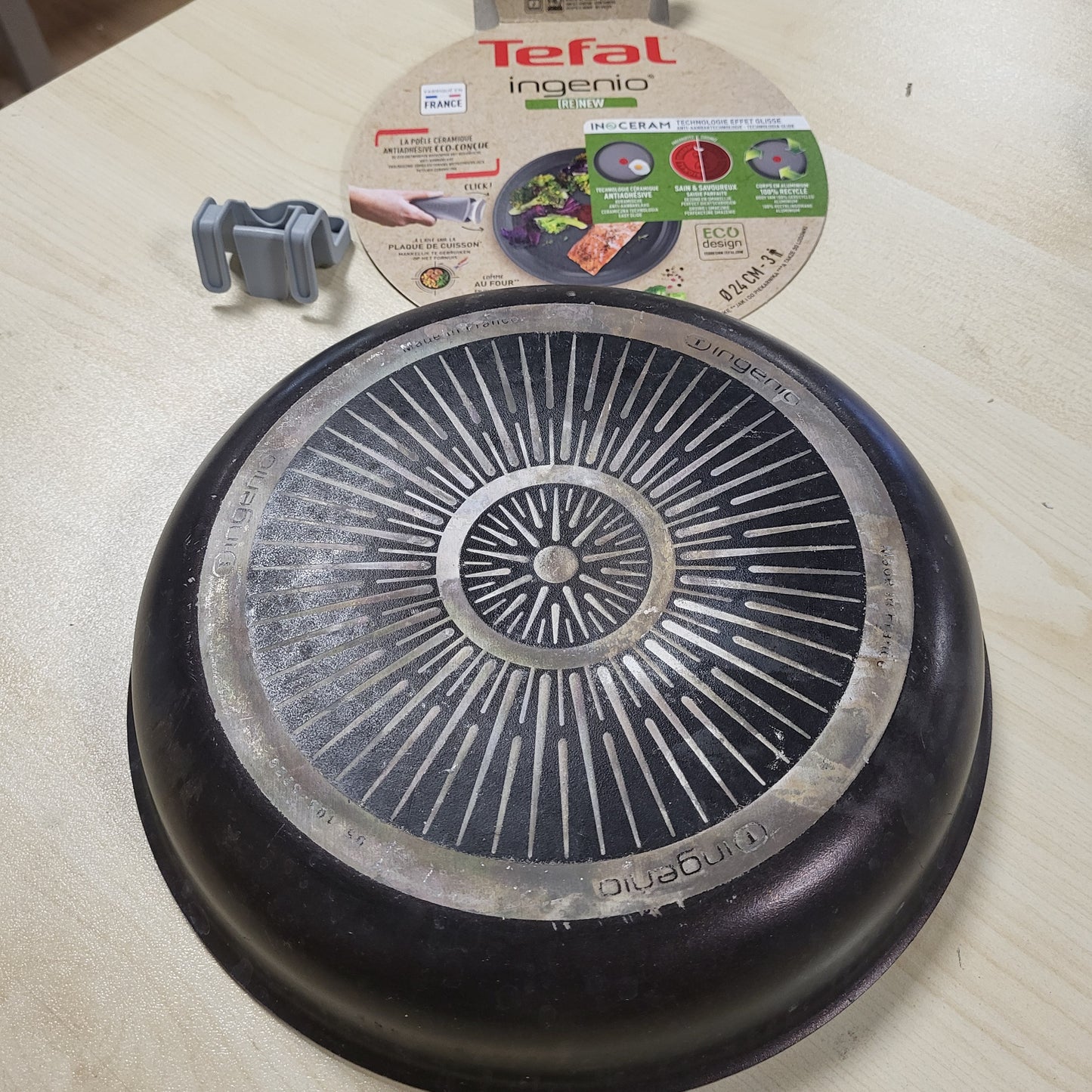 246172 - TEFAL Ingenio Renew Poéale 24 cm, Veshje qeramike anti-ngjitëse, E ricikluar, Gatim i shëndetshëm, Termo-Signal™, Gatim i sigurt, Prodhuar në Francë, Të gjitha zjarret me induksion, L2604
