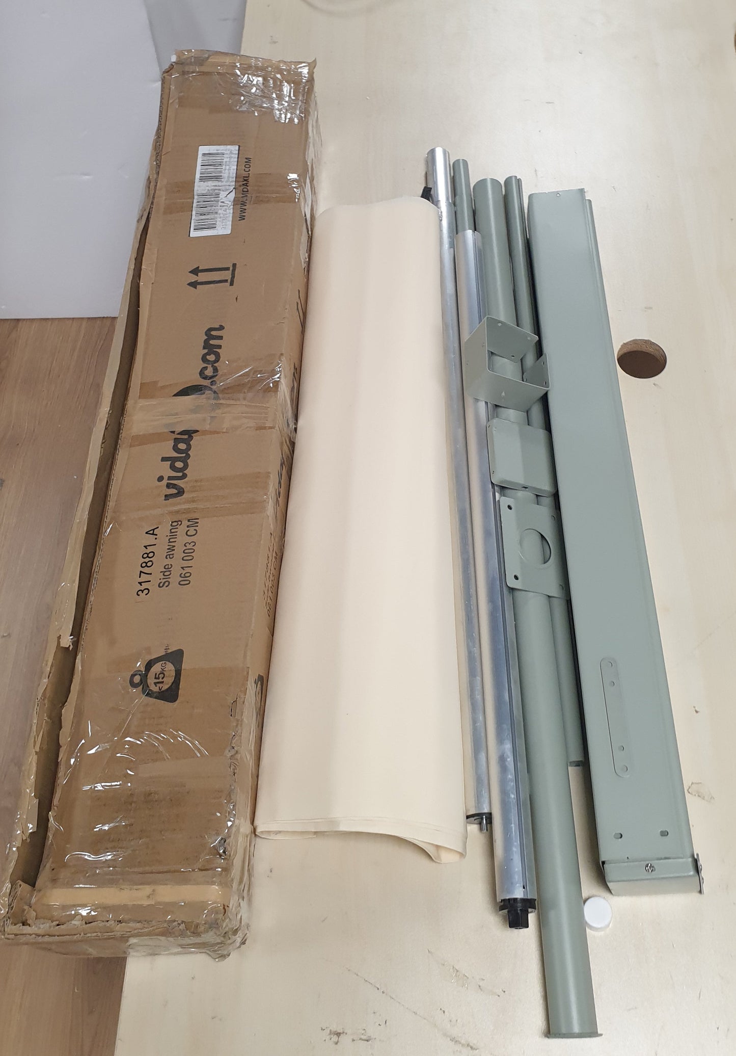 244474 - vidaXL Tendë Anësore e Tërheqshme, Krem 160x300 cm