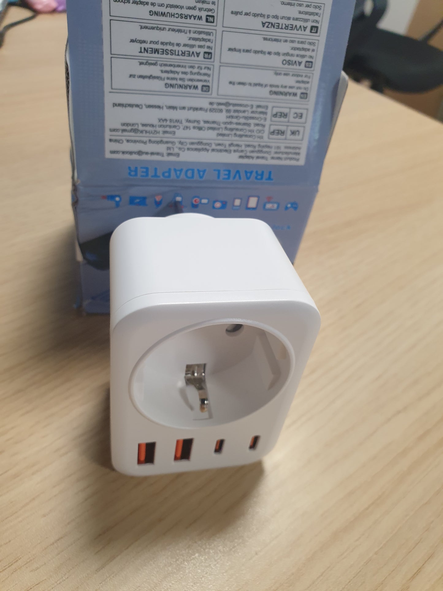 267289 - DENLANE Adaptues udhëtimi 5-në-1 për Australinë me 1 AC & 2 USB-C & 2 USB-A (3.4A), Adaptues për Kinën, Zelandën e Re dhe Gjermaninë