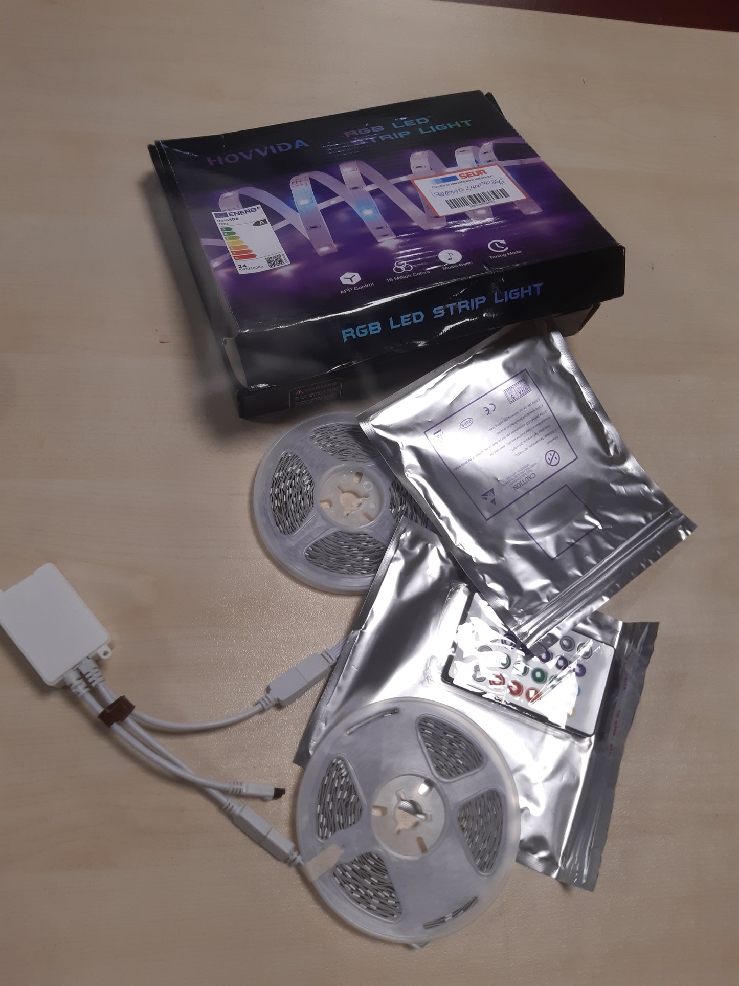 246920 - HOVVIDA Shirita dritash LED WiFi 20M, 30 LED/metër, 2x10M, RGB 24V me 600 LED, aplikacion dhe telekomandë, modalitet muzike