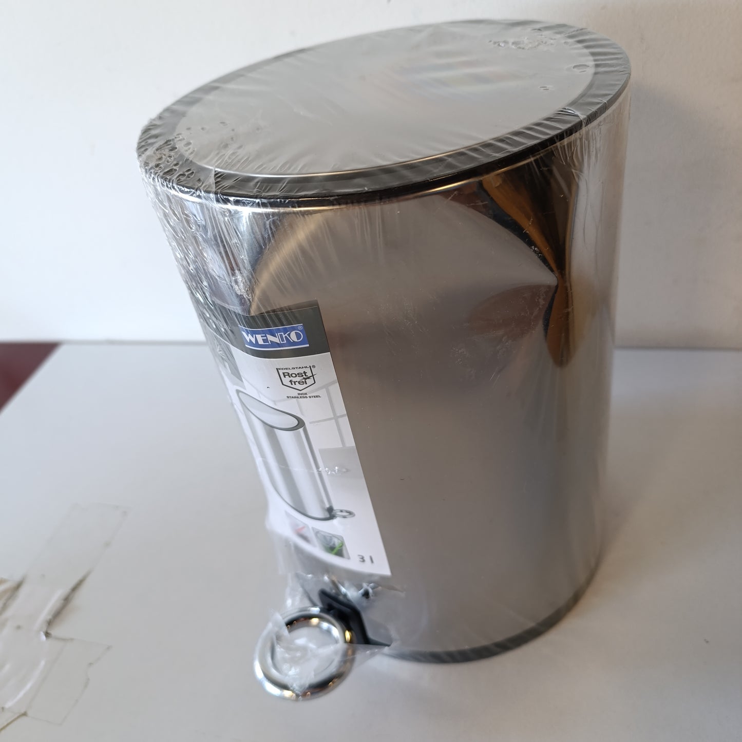 195779 - WENKO Kovë Kozmetike 22713100 Monza me Mbyllje të Lehtë me Pedale, Kapacitet 3L, Material Çelik Inox i Lëmuar, Madhësia 18.5 x 25.5 x 24.5 cm