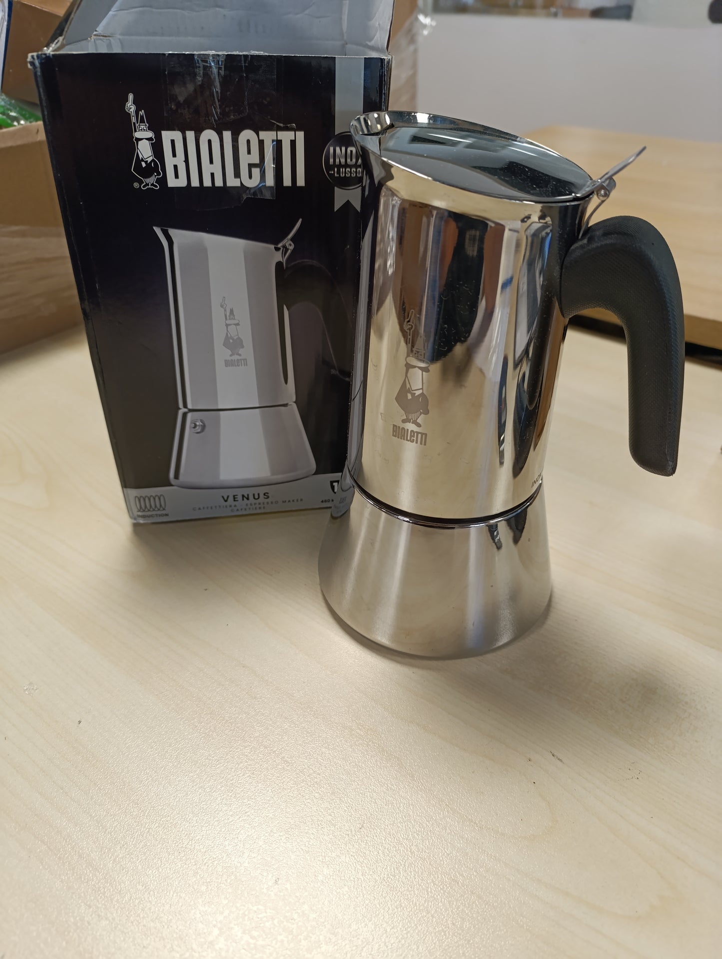 221339 - BIALETTI Venus Induction i Ri, Makinë kafeje Espresso prej çeliku inox, e përshtatshme për të gjitha llojat e sobave, 10 gota (460 ml), Alumini, Argjend