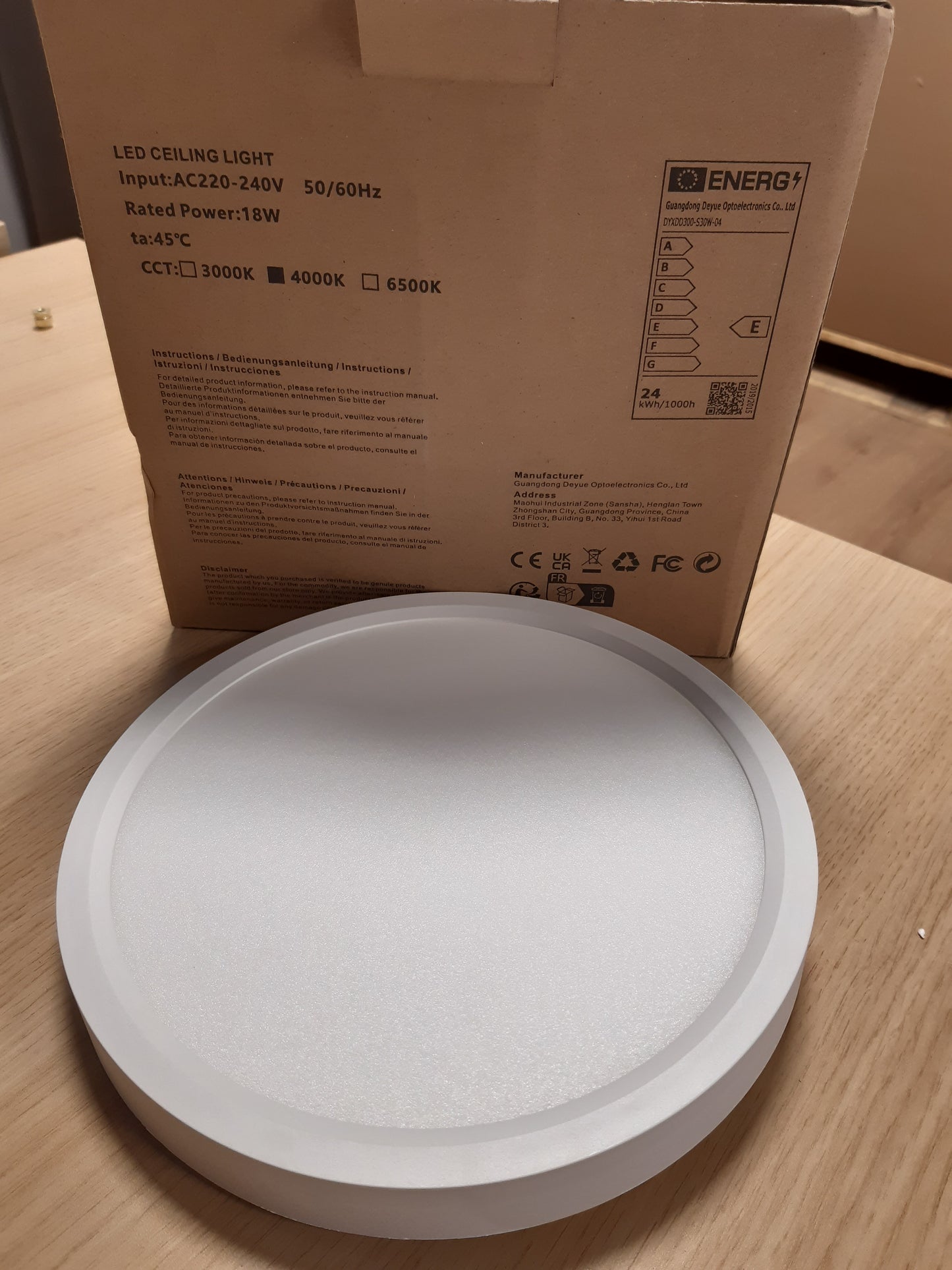 207002 - NIBSHOOM Llambë Tavani LED, 18W 1800LM, Forma e Rrumbullakët dhe e Sheshtë, Rezistent ndaj Ujit IP44, Ø220*H24mm, për Dhomë Ndenjeje, Banjo, Dhomë Gjumi, Kuzhinë, Korridor, Ballkon, 4000K e Bardhë e Ngrohtë