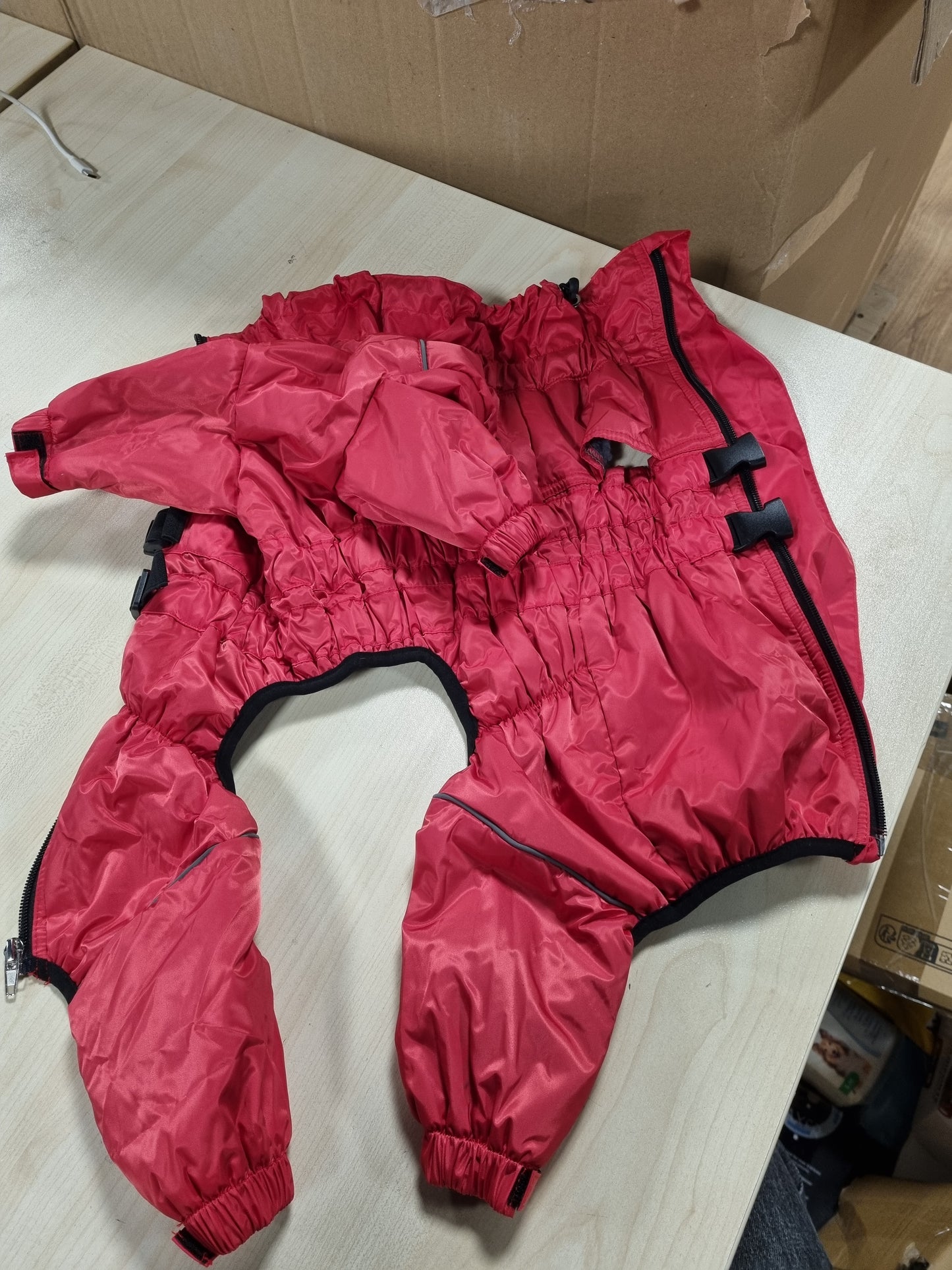 231282 - BABEPET Xhaketë Dimërore për Qen, i papërshkueshëm nga uji, me rreshtim leshi, reflektues, për qen të vegjël dhe të mesëm, i kuq, madhësi S