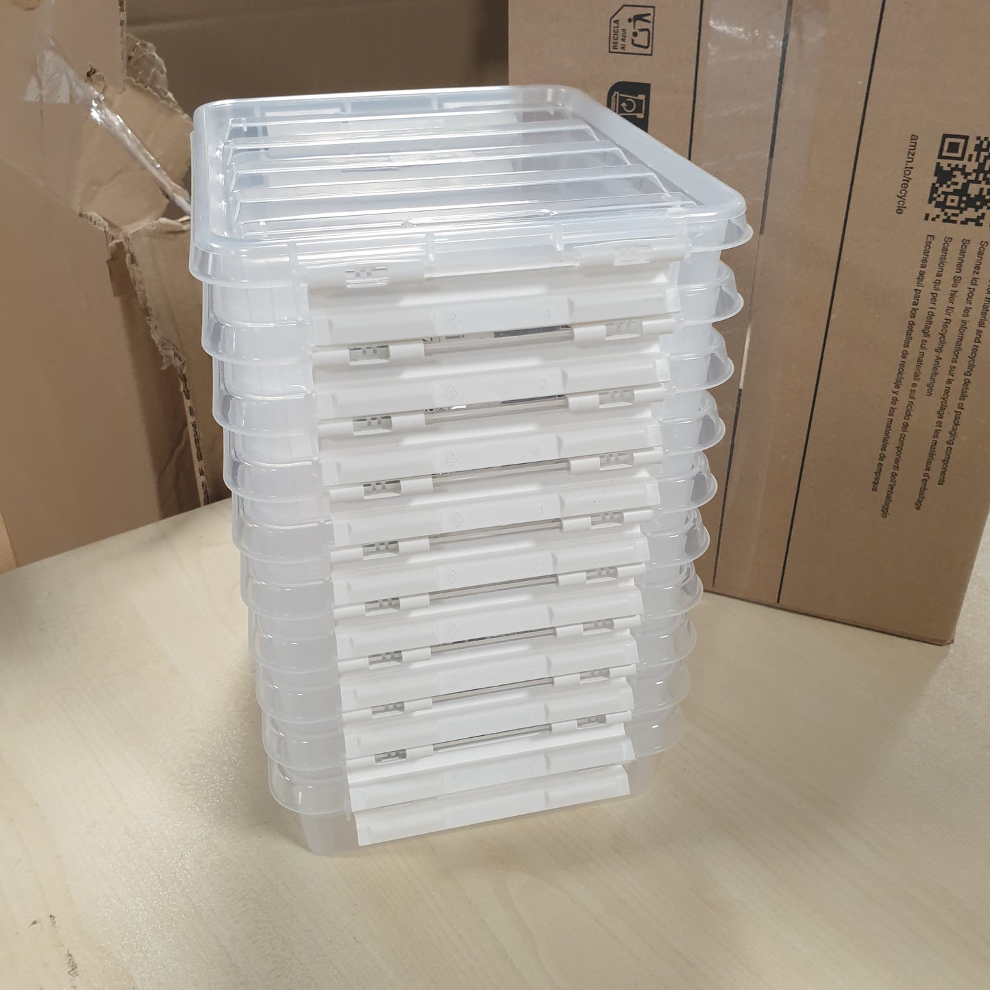 205145 - SMARTSTORE - Seti prej 10 Kutish Ruajtjeje Plastike me Kapakë Classic, 1L, 21x17x6cm, të Vendosshme njëra mbi tjetrën, të Sigurta për Ushqim, me Qoshe të Përforcuara, Garanci 10-Vjeçare