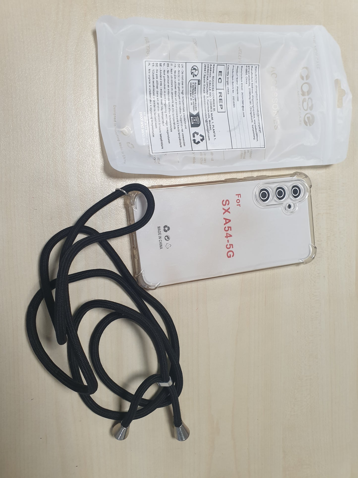 267398 - ZYIMOU Mbrojtëse për Samsung Galaxy A54 5G me rrip, parakolp transparent prej silikoni të butë TPU, e zezë