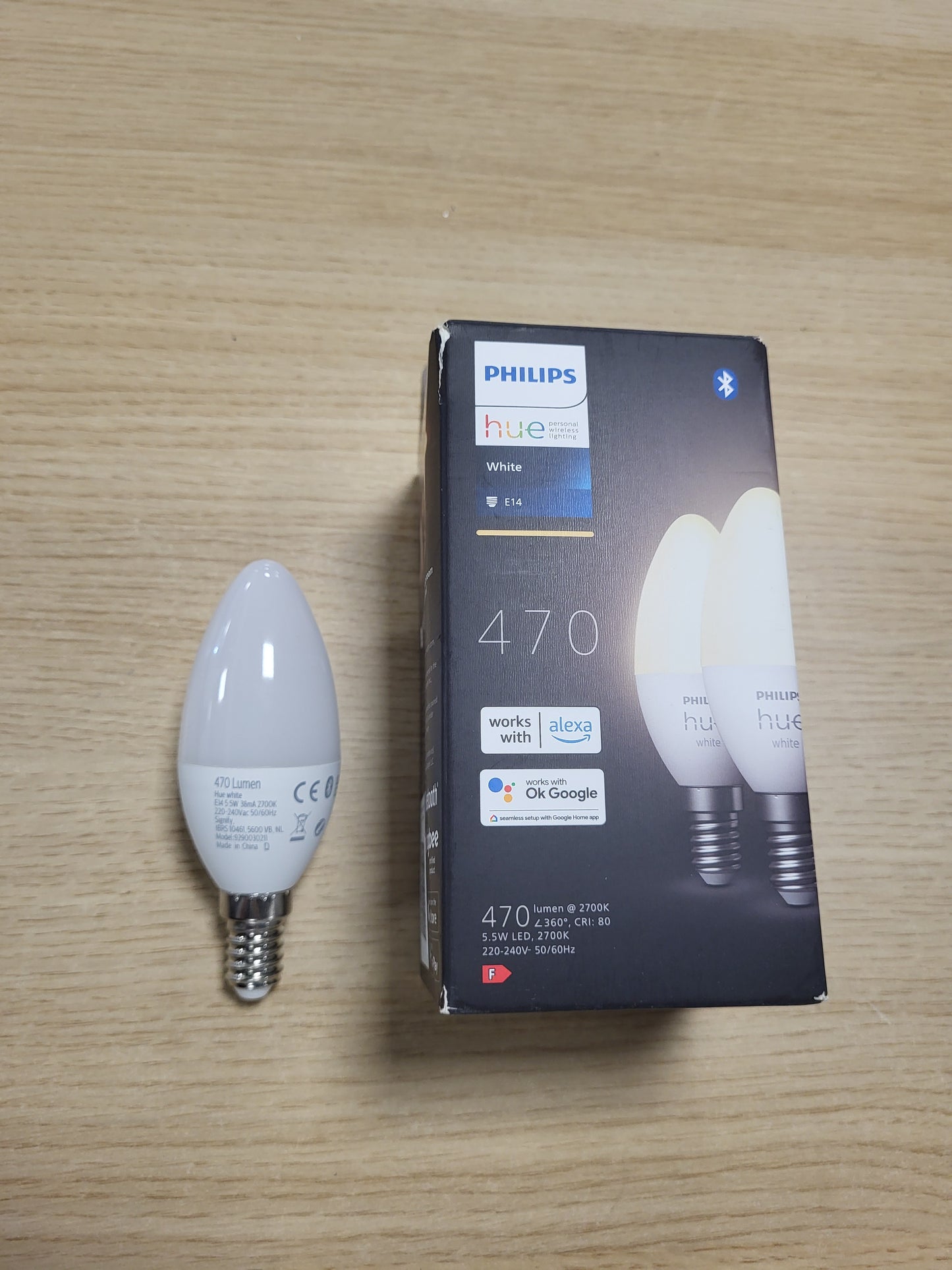 213879 - PHILIPS Llampa LED E14 në formë qiriri, pako me 1 (470 lm), llamba LED të errësueshme për sistemin Hue