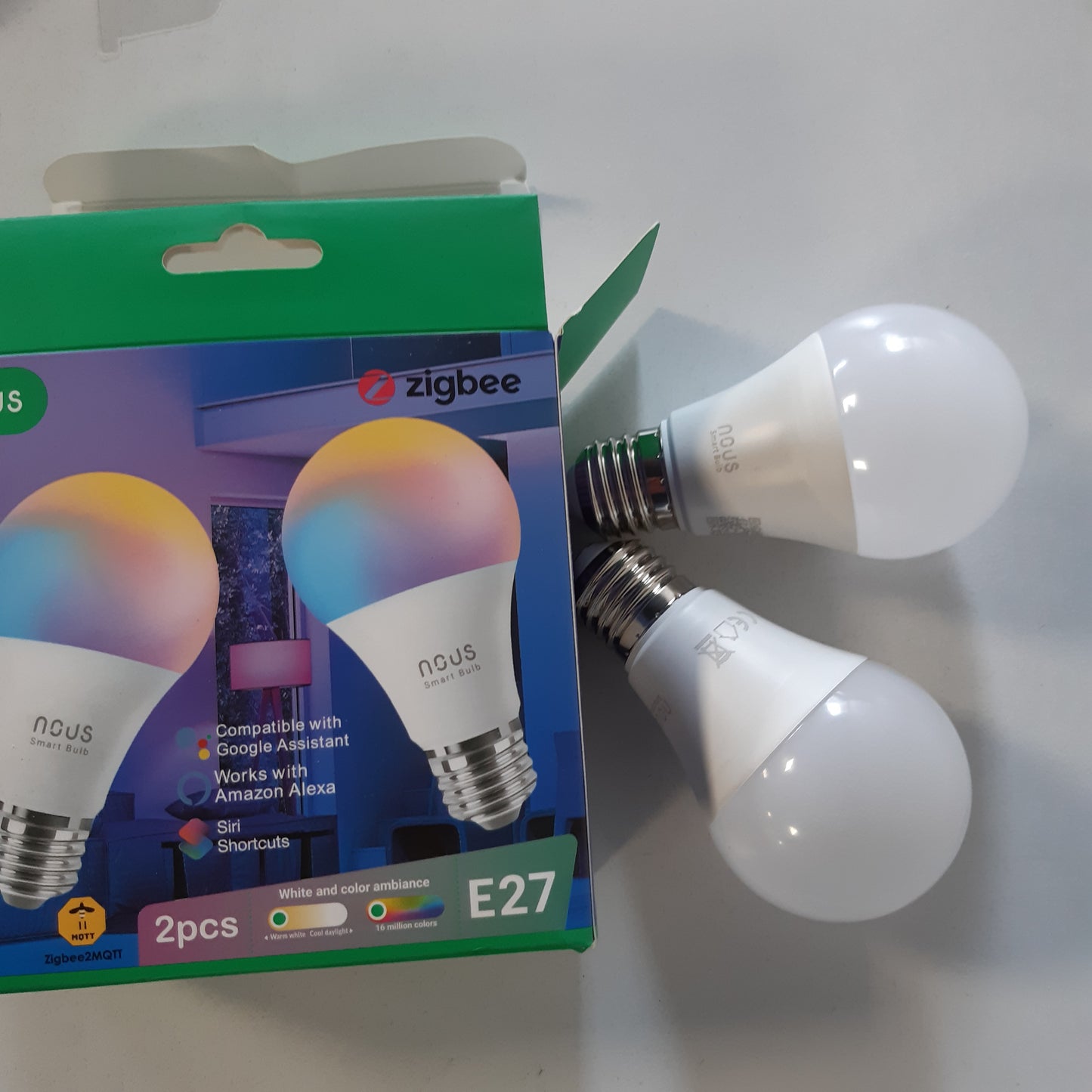 261390 - NOUS Llampa P3Z Smart ZigBee RGB E27, e pajtueshme me Alexa, Hue Bridge, Google Home, 16 Milion Ngjyra, Kontroll Zëri dhe Aplikacioni, 2700-6500K
