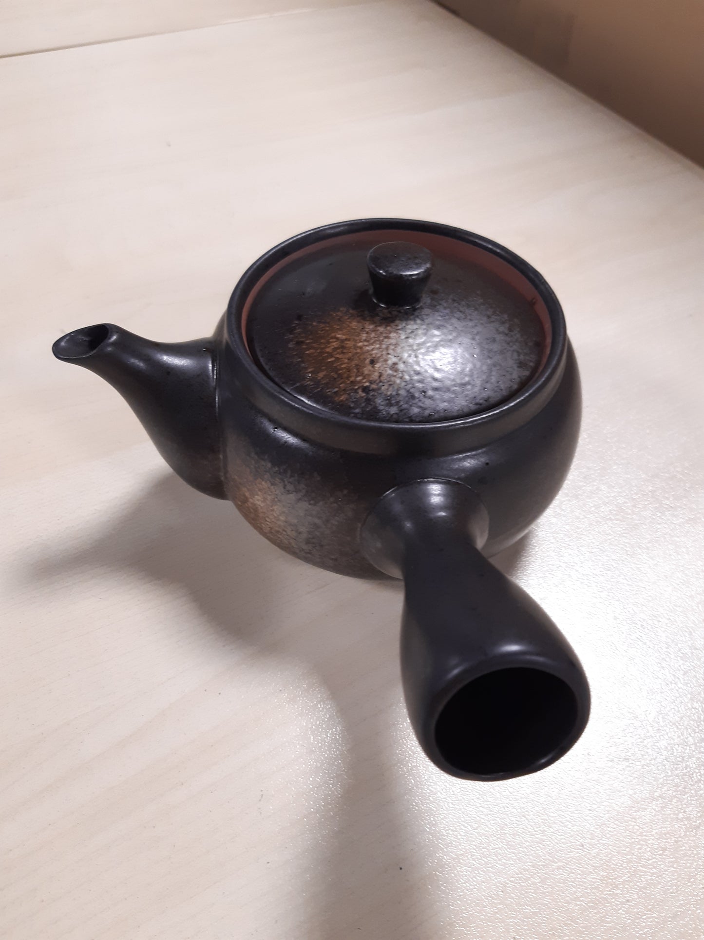 217553 - Mino Ware Çajnik qeramik japonez Kyusu Kurobizen, i zi mat, me sitë çaji, i prodhuar në Japoni, i zi SYK003