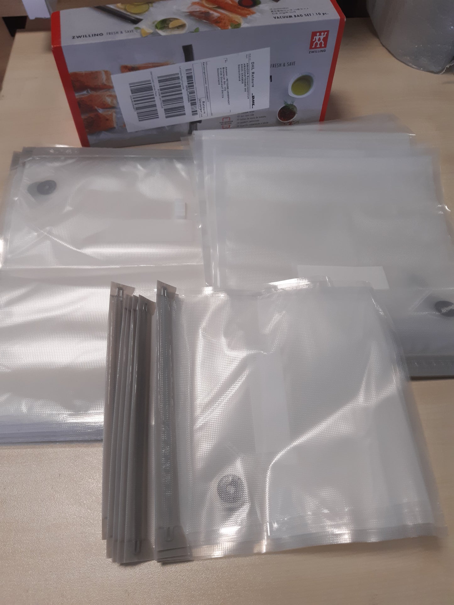 263020 - Set qesesh vakumi Fresh & Save | 10 copë | Madhësi të ndryshme | Plastike | Të ripërdorshme