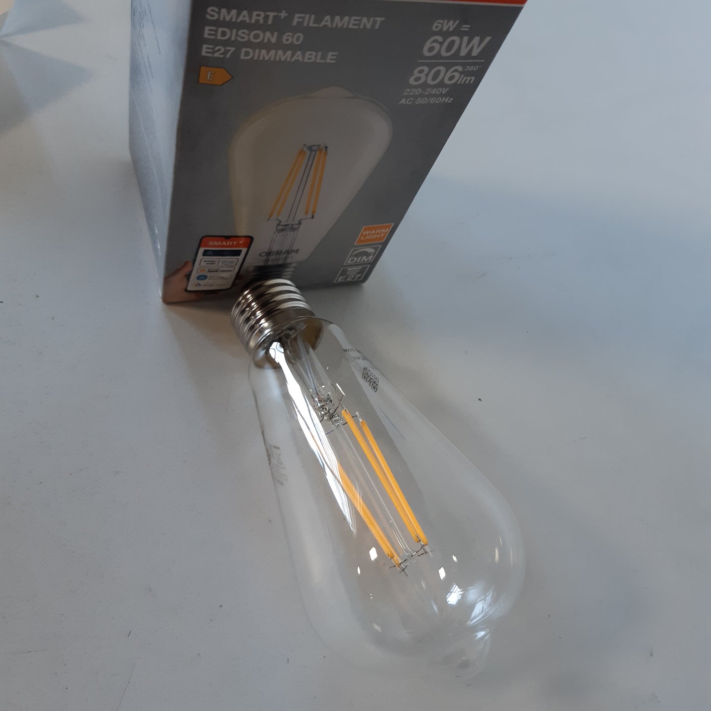 215829 - OSRAM Llambë LED SMART+ Edison, E27, e bardhë e ngrohtë 2700 K, e errësueshme, kontroll aplikacioni, e pajtueshme me Alexa dhe Google