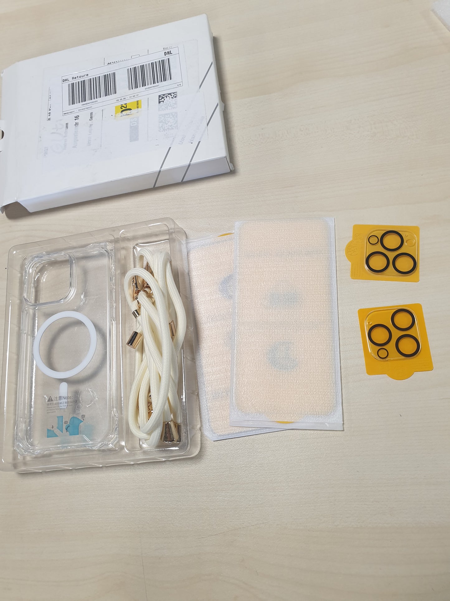269223 - GUtttGU Rrip i shkëputshëm telefoni për iPhone 15 Pro Max me rrip, rrip i gjatë bezhë për qafën dhe kordon i shkurtër për kyçin e dorës, mbrojtës transparent telefoni i pajtueshëm me MagSafe + mbrojtës ekrani + mbrojtës kamerash