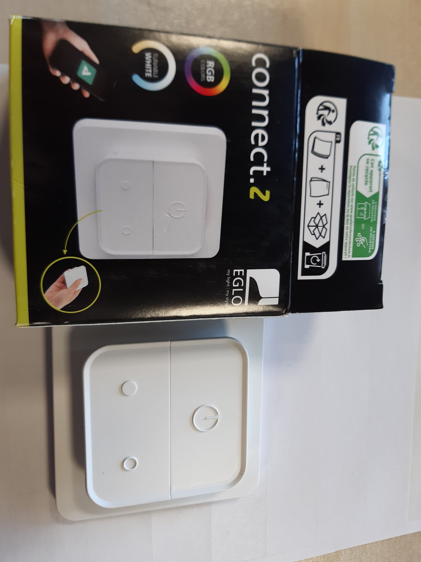 237871 - EGLO Ndërprerës Connect.z për Dritat Inteligjente, Ndërprerës Muri ZigBee, Ndërprerës Pa Tel, Montim Magnetik në Mur