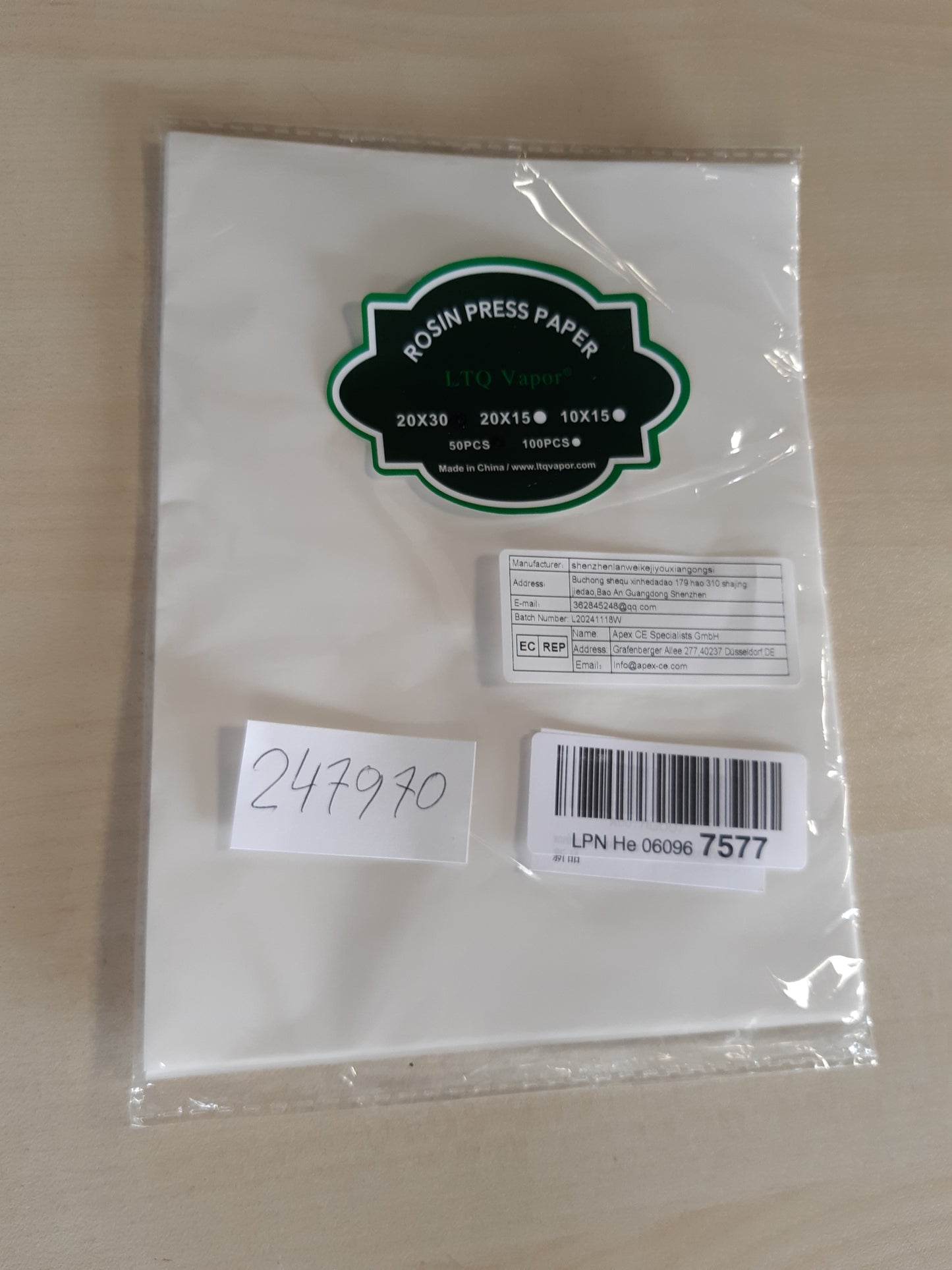247970 - WONBEST Letër Shtypëse për Kolefon 7.87 x 5.9 inç, Letër Filtri për Nxjerrje me Makinë, 50 copë për pako