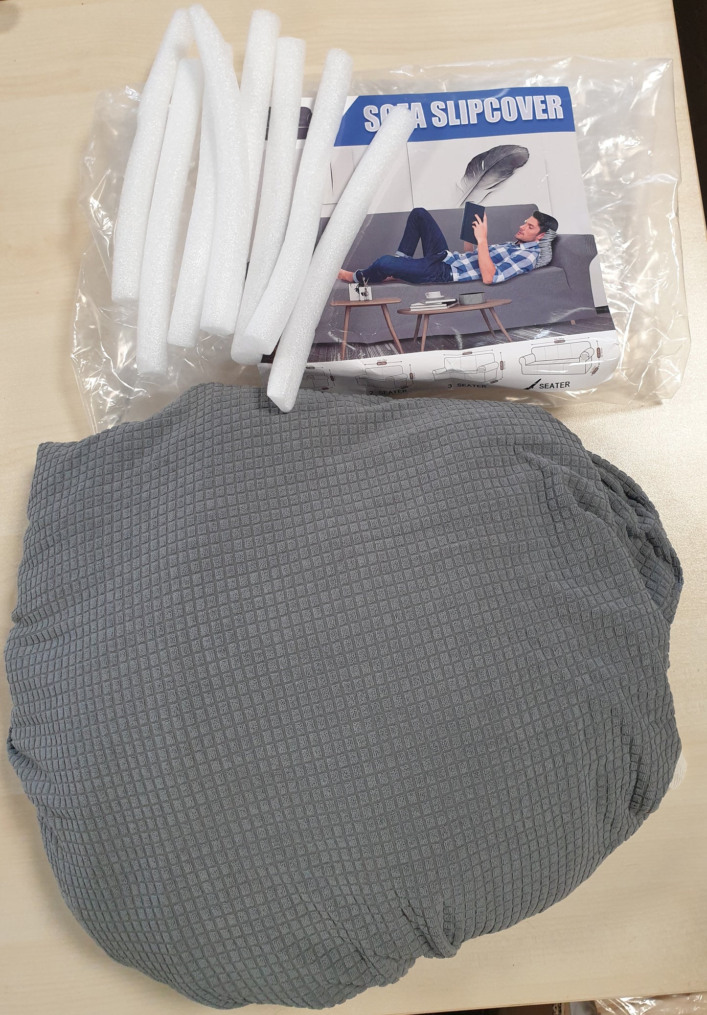 204485 - HENGRONGSHEN Mbulesë Divani në Formë L, 4 Vendesh, Madhësi 230-300cm, Gri e Çelët, Mbulesë Universale me Rezistencë ndaj Ujës dhe Kundër Rrudhave