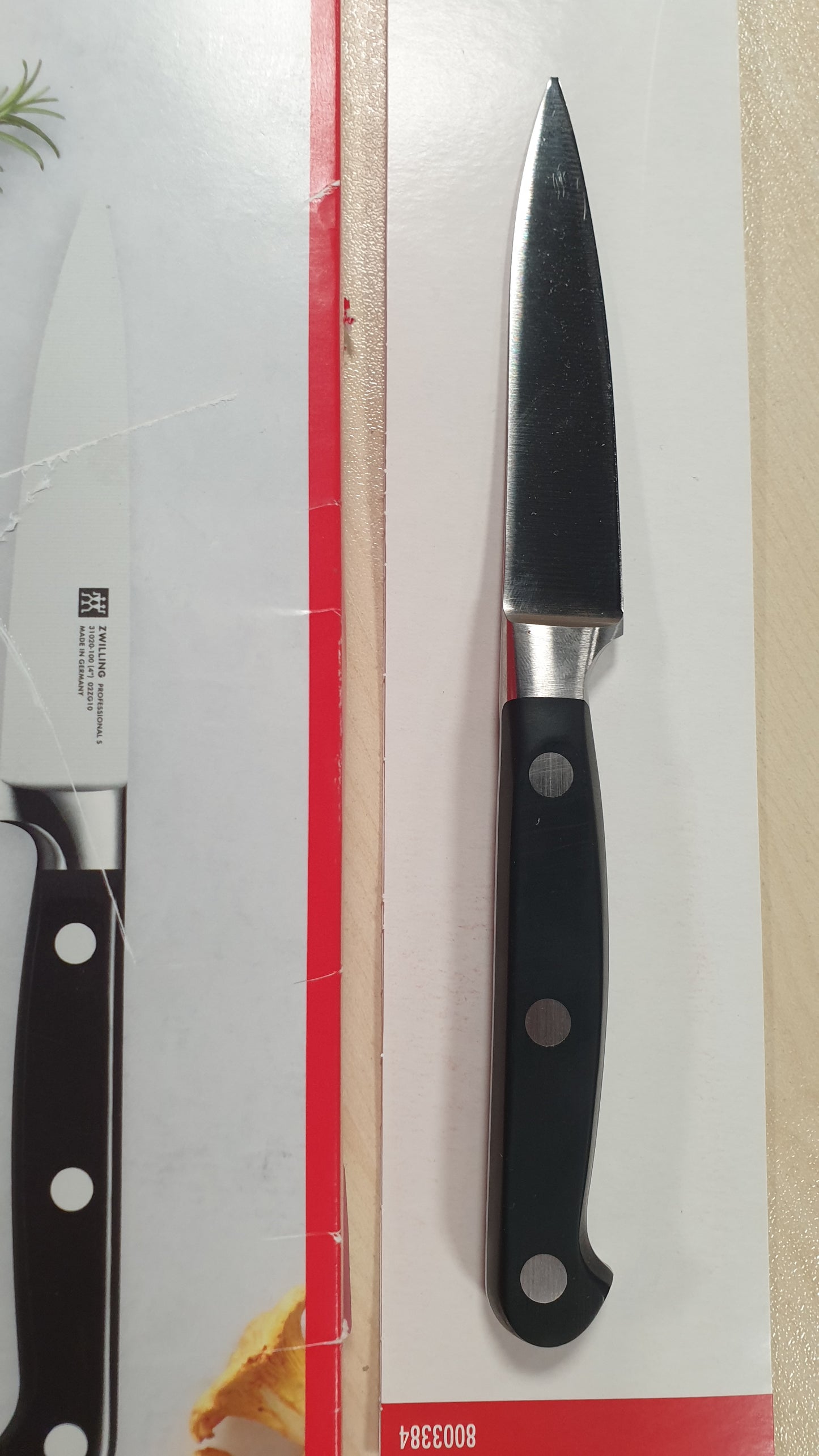 199359 - ZWILLING - Thikë Profesionale S për Shpim dhe Zbukurim, Gjatësi Tehu 10 cm, Dorezë Plastike me Thumbë, e Zëzë