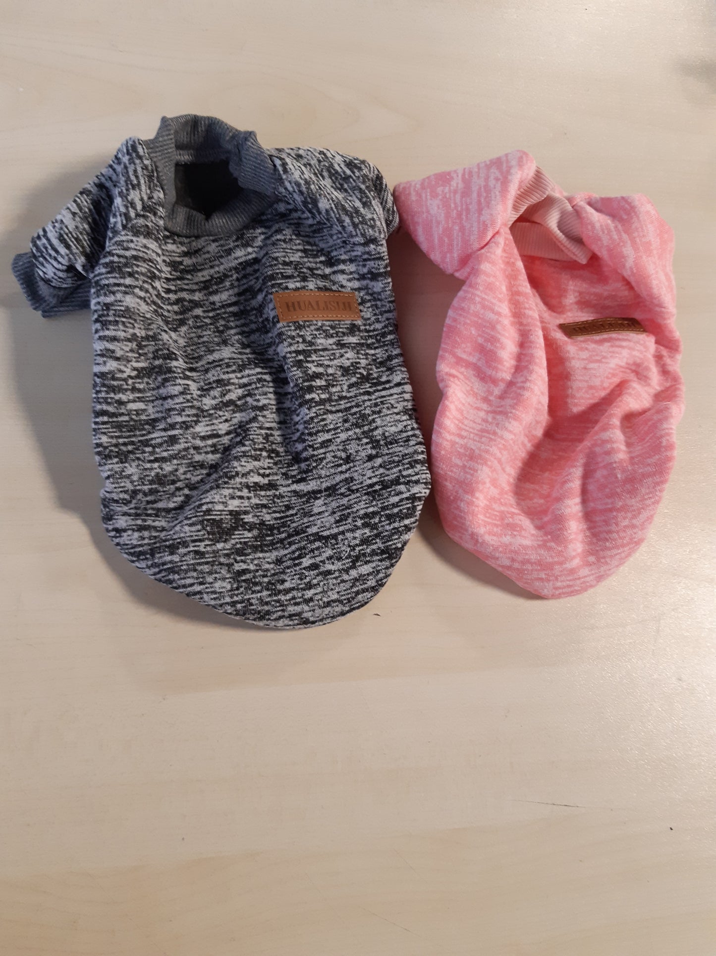 206796 - HUALISIJI Bluzë e Ngrohtë për Qen të Vogël Chihuahua, Material Textil i Butë dhe Elastik, Bluzë me Kapuç, Lehtë për t'u Vishur, Ngjyra Rozë+Gri, Madhësia XS