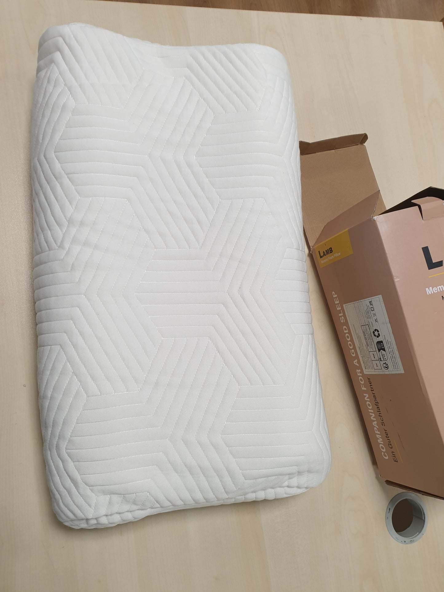 251102 - LAMB Jastëk me Shkumë Memorieje 60x40 cm, Ergonomik, Rregullim Lartësie, Kundër Gërhitjes, Mbulesë e Lëvizshme