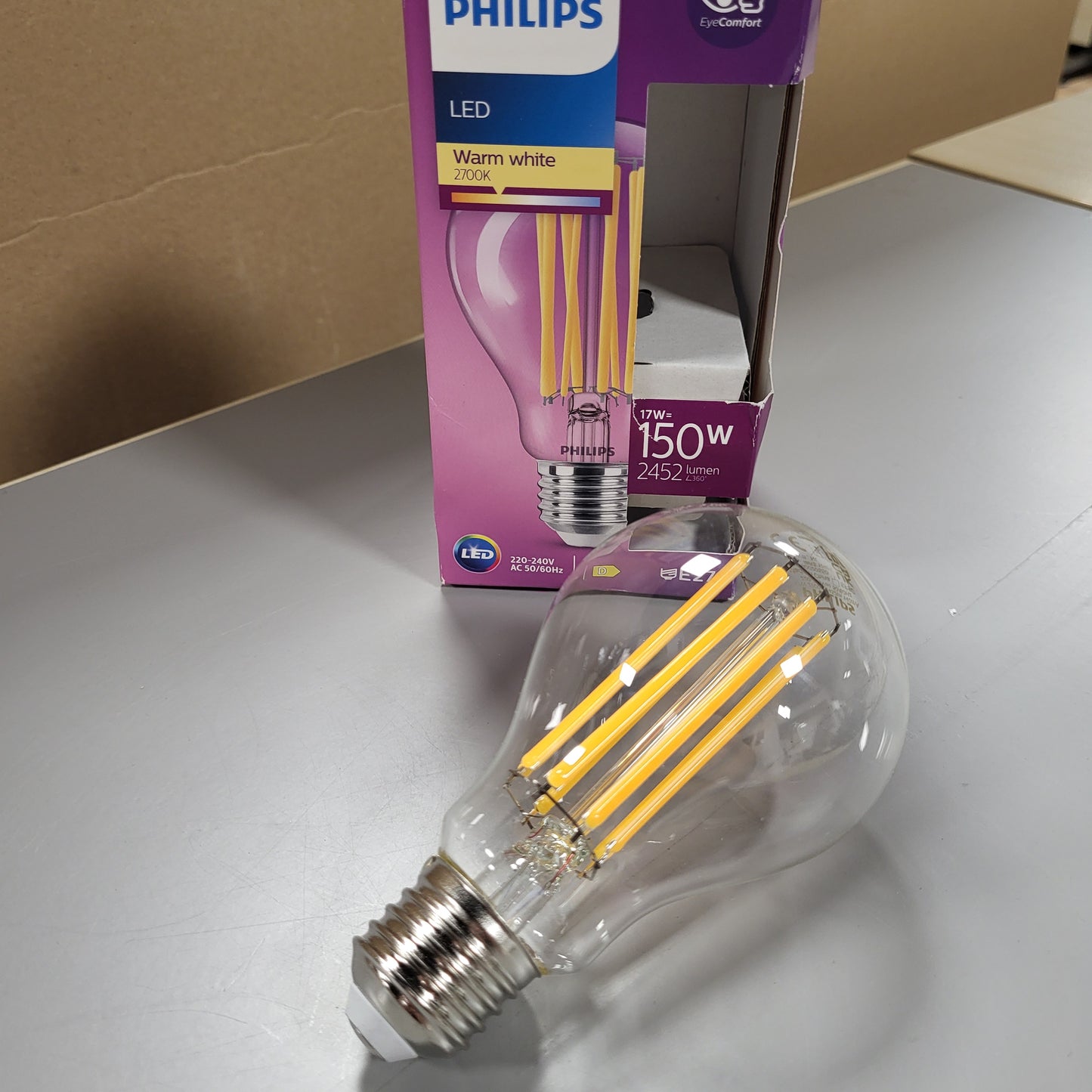 263245 - PHILIPS Llambë filamenti LED Classic E27 (150 W), llambë LED me dritë të bardhë të ngrohtë, transparente