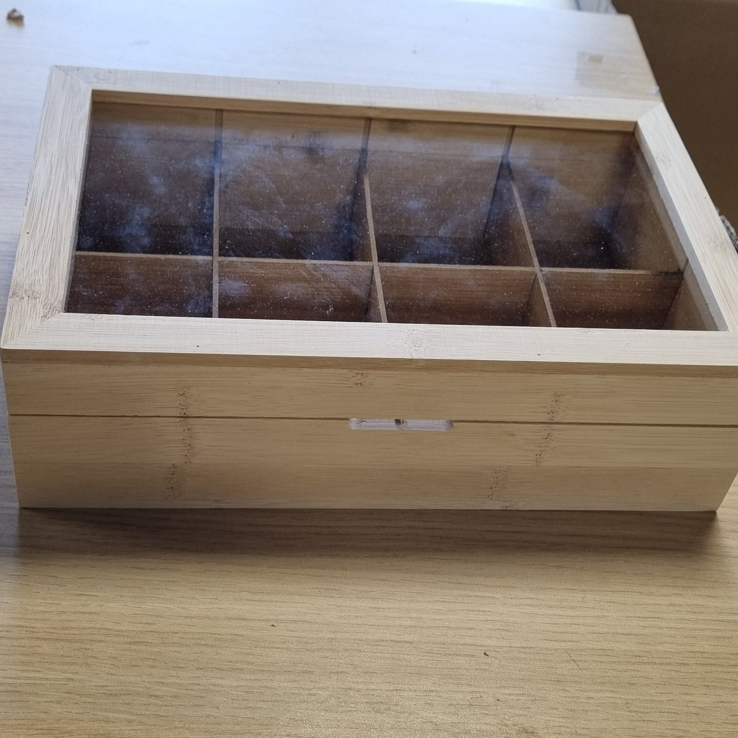 216852 - Van Henry Kuti çaji prej bambuje me 8 ndarje dhe dritare - Ideale për qese çaji, kafe, erëza ose si paketim dhurate
