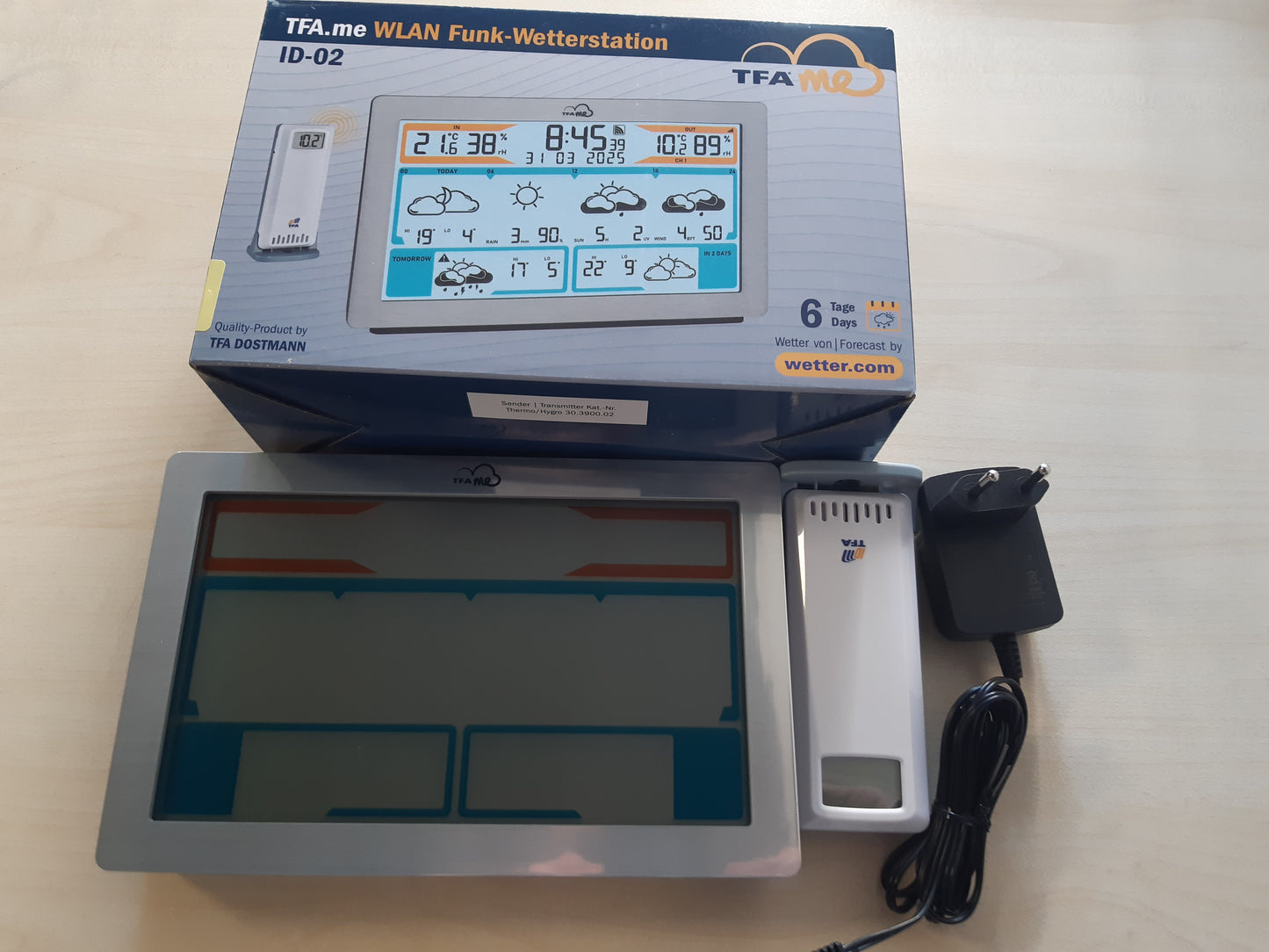 163294 - TFA DOSTMANN Stacioni Meteo WiFi ID-02, 35.8100, Sensor i Jashtëm pa Tel, Alarm Moti, Parashikim i Motit 3-6 Ditë, Portal Online, Argjend