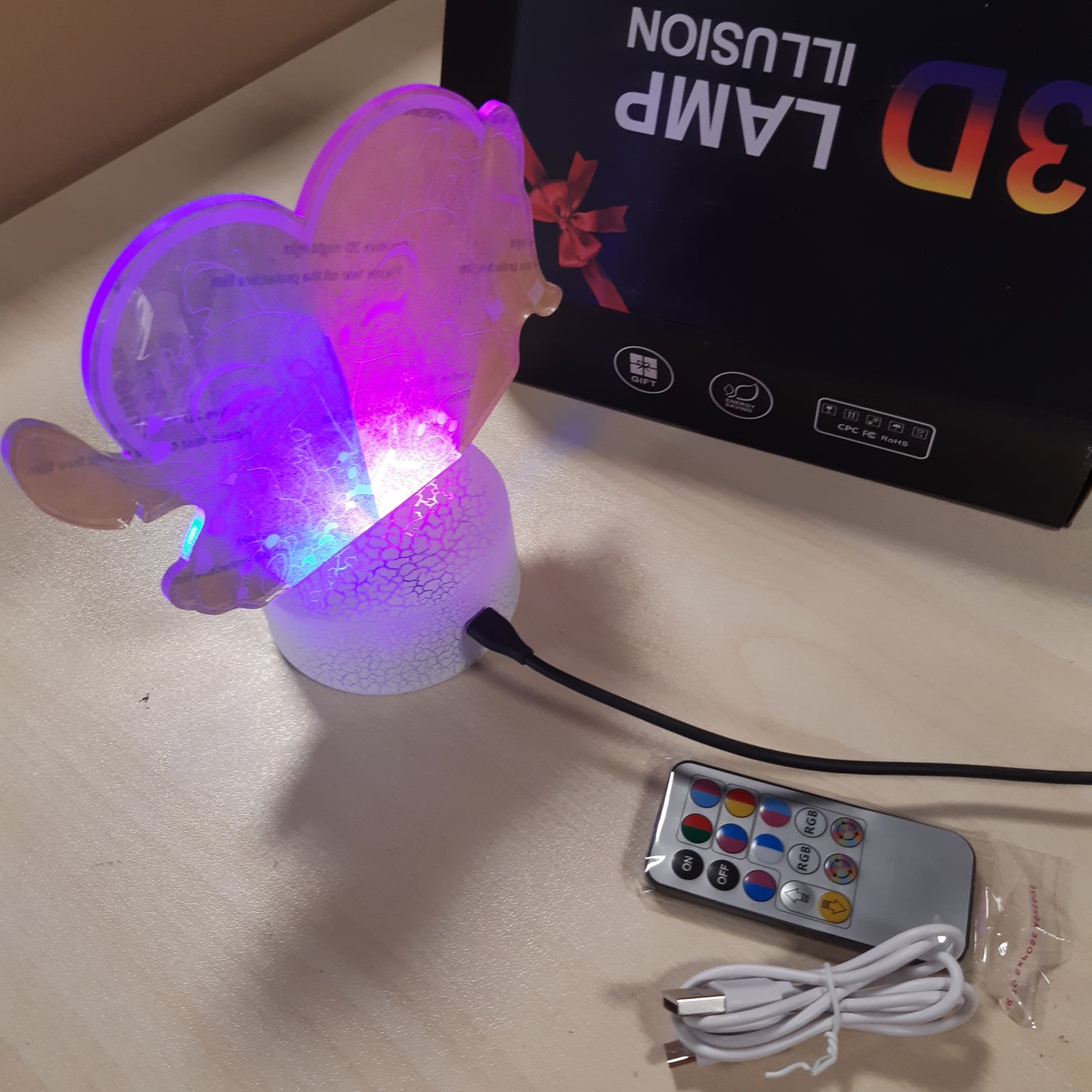 247464 - Hoofun Llambë me qepje, dritë nate me 16 ngjyra, llambë iluzioni LED anime 3D me telekomandë