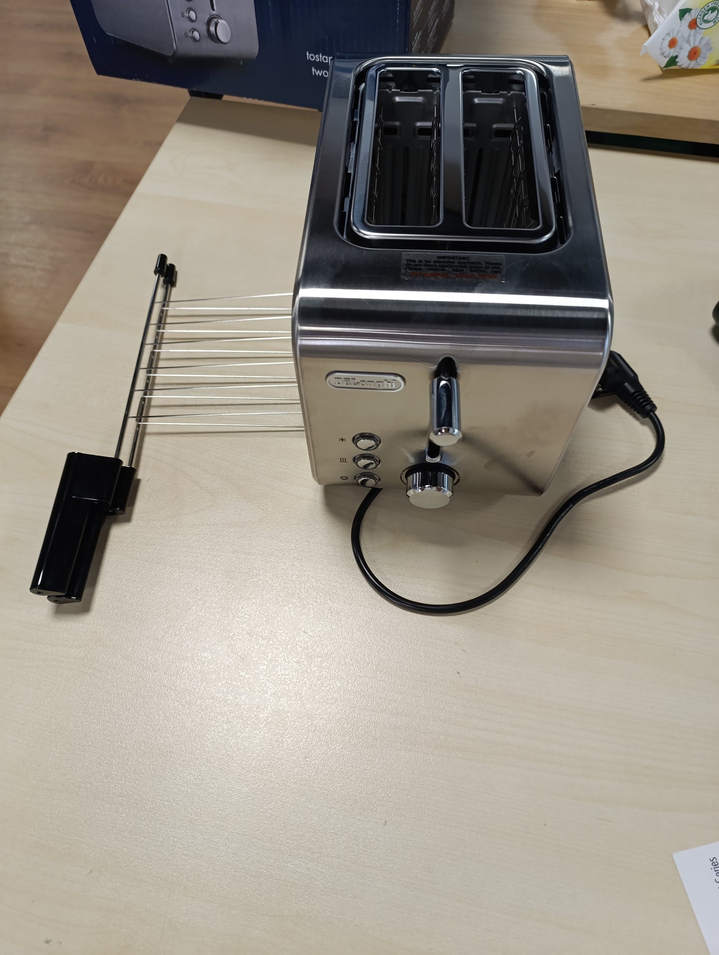 221242 - DE'LONGHI Toster CTX2203.S, me mashë, Kontroll Progresiv i Skuqjes, 3 Funksione, Tabaka për Thërrime, Këmbë që Nuk Rrëshqitin, Fuqi 550 Vat, Plastikë, Ngjyrë Argjendi