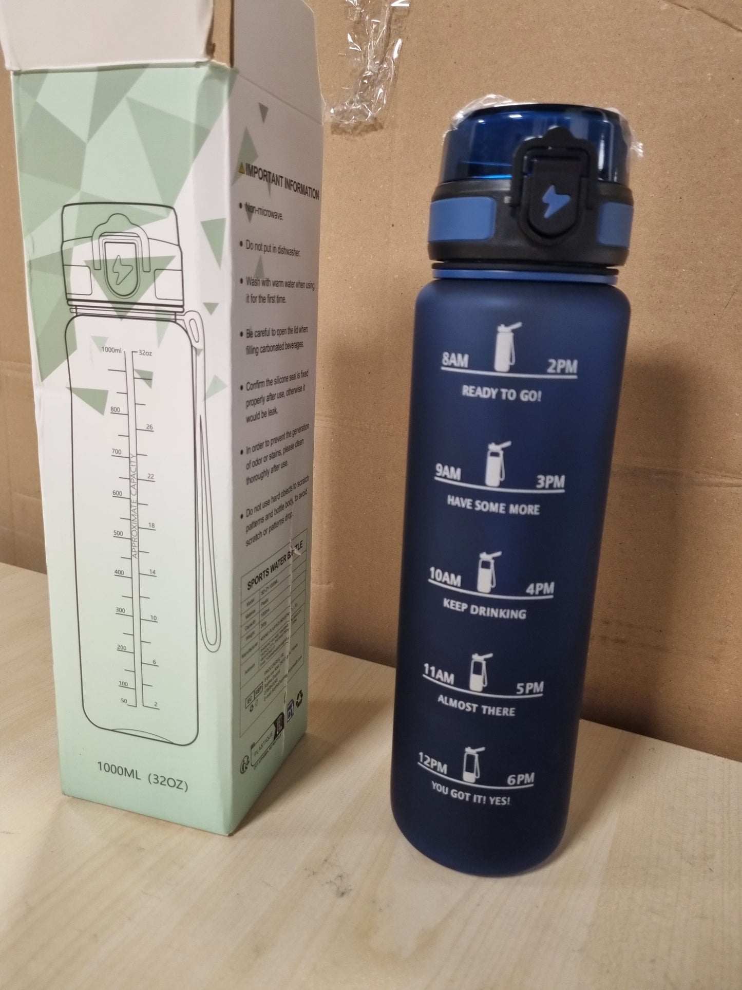 228496 - GRSTA Shishe Uji 1L, Shishe Sportive e Pa Rrjedhjeve, me Shënues Kohe, Kyç Sigurie