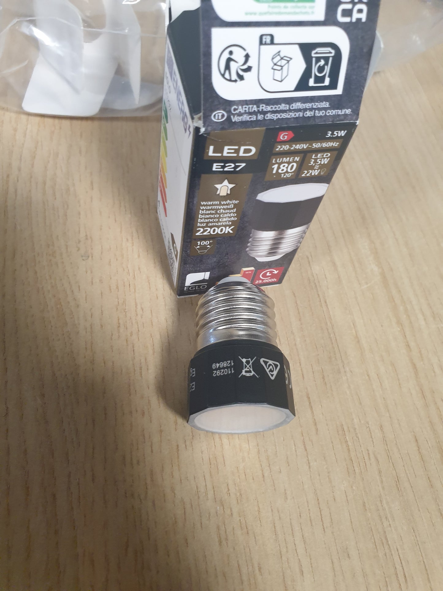 216180 - EGLO Llambë LED E27, e errësueshme, 3.5 vat, 2200 Kelvin, Ø 3.2 cm