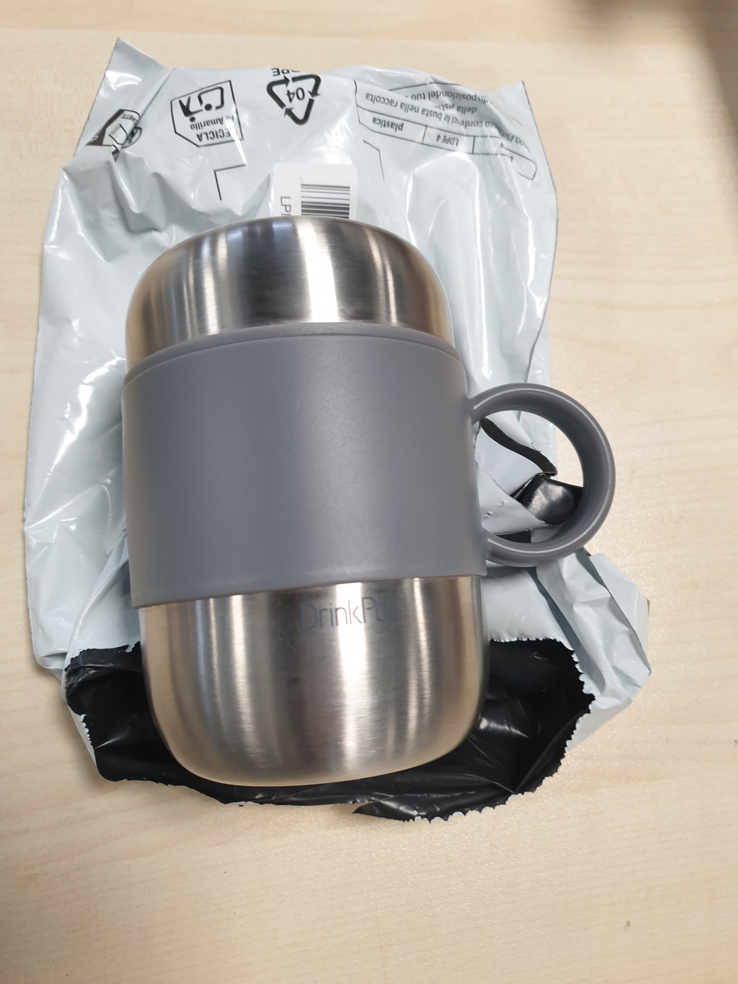 251445 - Drink Pod Filxhan i izoluar me dorezë çeliku inox, 0.28L, argjend, mban pijet të ngrohta për 6 orë