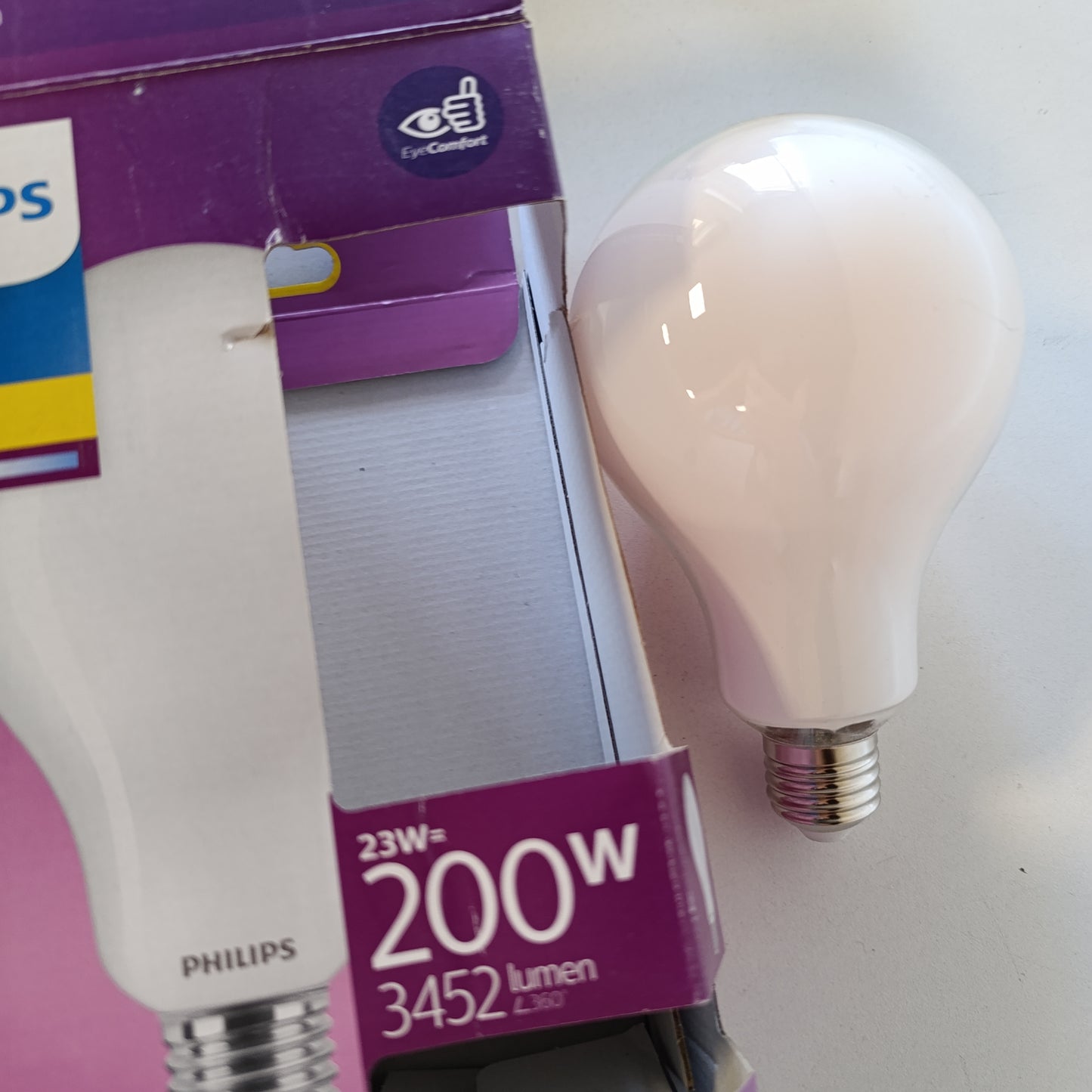 197864 - PHILIPS Llambë LED Classic E27, 200W, Formë Pike Loti, Me Acar, E Bardhë e Ngrohtë, A95, 1 Copë (1 Pako)