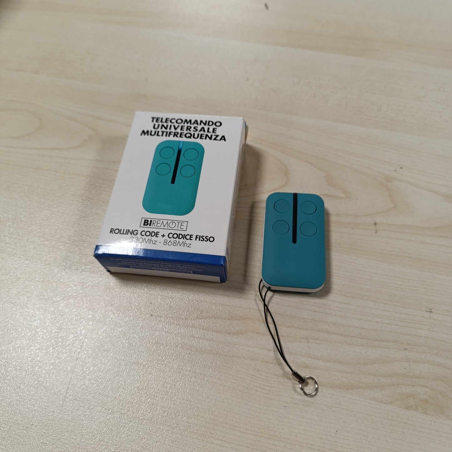 268329 - BIJOUX Telekomandë universale, frekuenca 330 MHz – 868 MHz, e pajtueshme me porta, garazhe, grila me rul, dyer elektrike, 4 në 1, teknologji AMC, blu