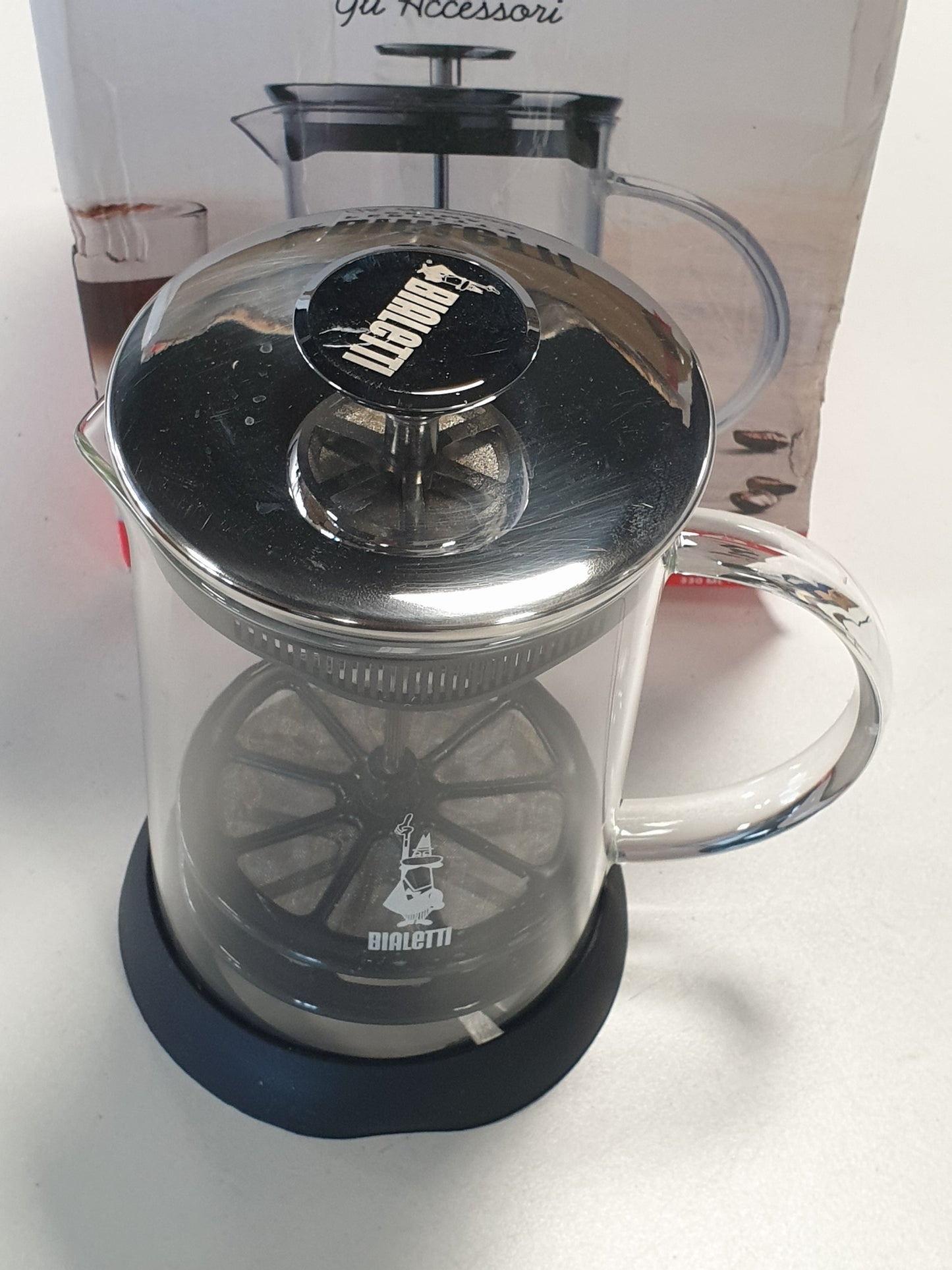 256372 - BIALETTI Cappuccinatore, 330 ml, Qelq, I Zi/Transparent, I përshtatshëm për mikrovalë, I sigurt për lavastovilje