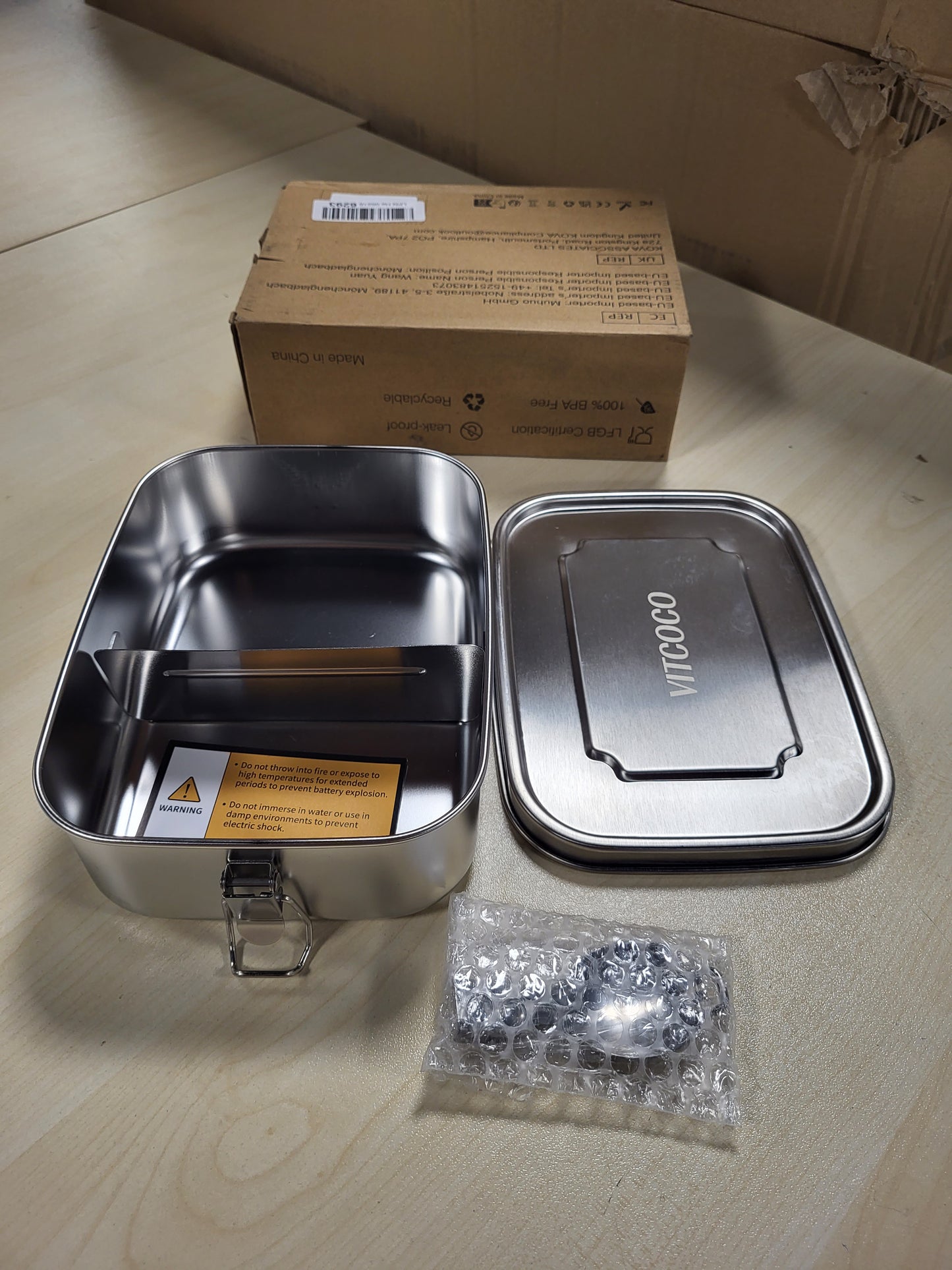 219886 - VITCOCO Kutia e Drekës Bento 1400ml, çelik inox, i papërshkueshëm nga likuidimi, pa BPA, për fëmijë