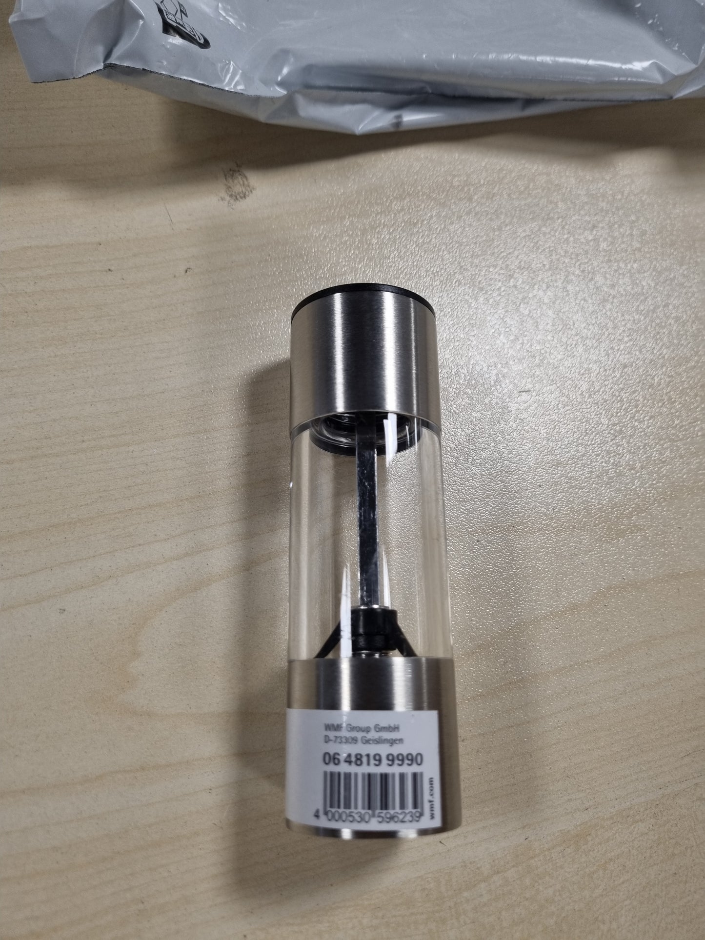 224734 - WMF Mini Mulliri i Erëzave, 11 cm, çelik inox Cromargan, mekanizëm bluarjeje qeramik, për kripë dhe piper